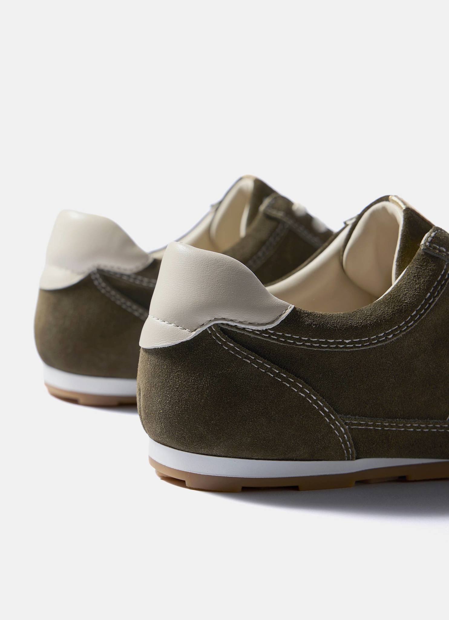 Vick Olive Green Suede Trainers