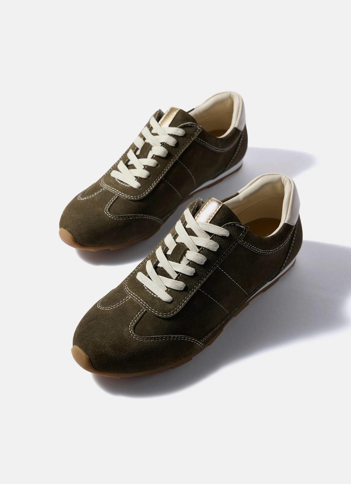 Vick Olive Green Suede Trainers