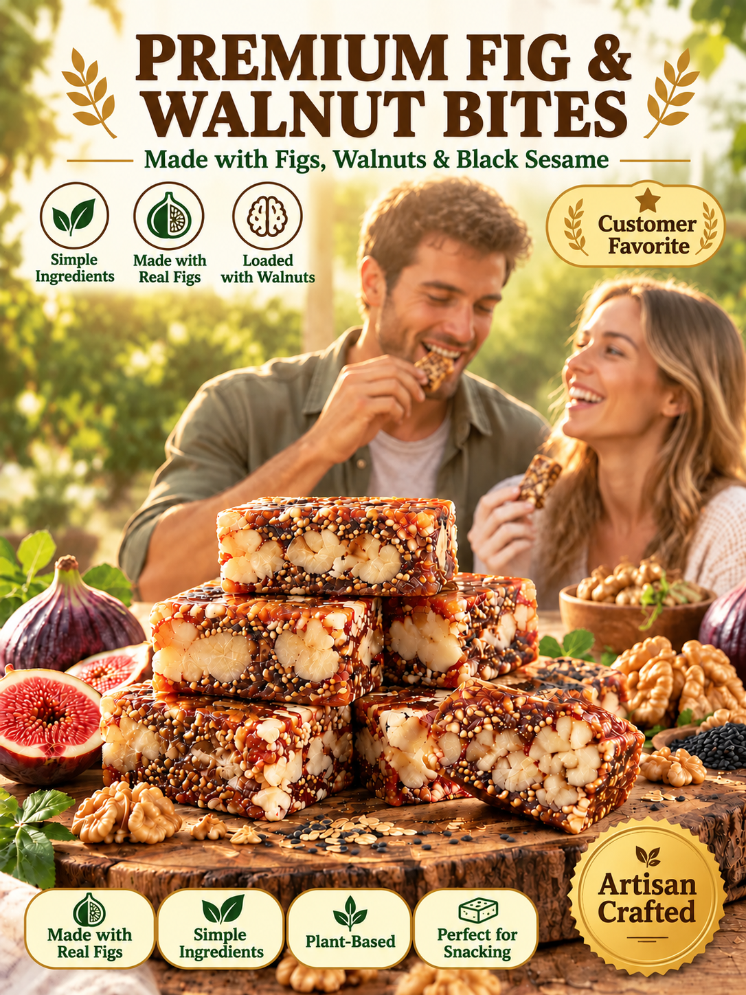 【✨<Available Only 15 Days/Year>✨ Premium Fig, Walnut & Sesame Bites – Naturally Sweet, Deliciously Nutty & Perfect for Everyday Snacking! 🌿】