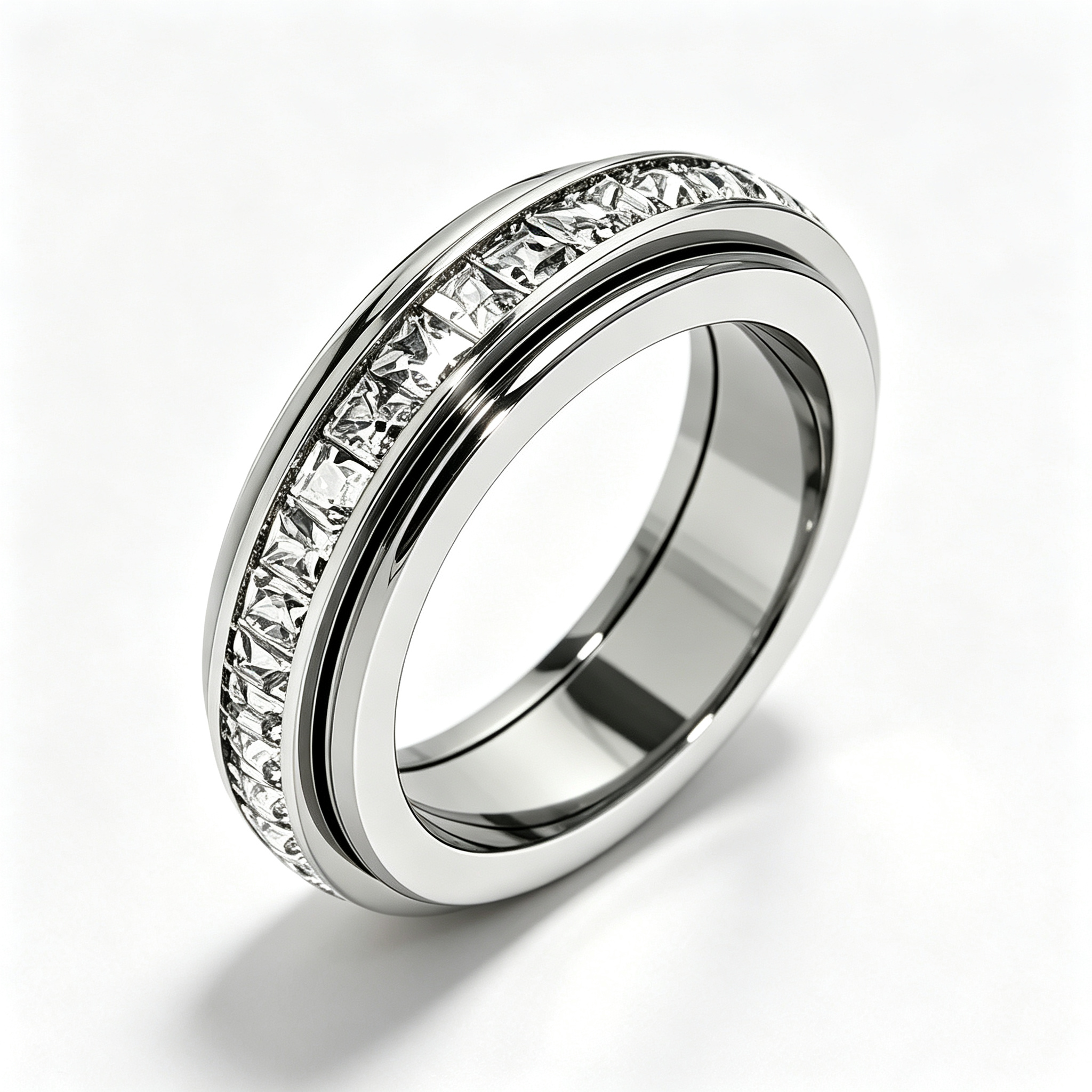 Titanium Steel Spinner Fidget Ring for Men Women, 5.5mm Band Width
