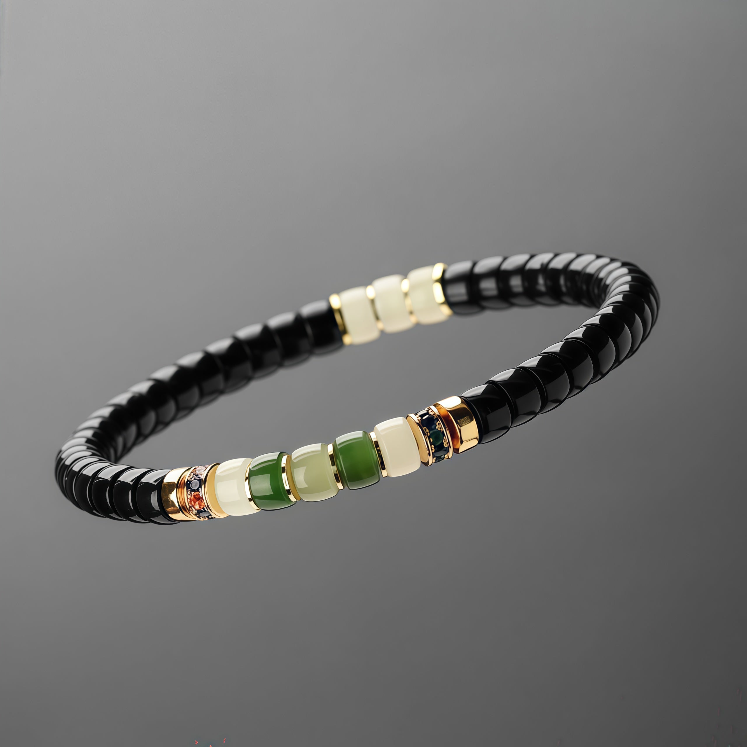 Rainbow Series Coconut Pedicel Bracelet with Jade Accents