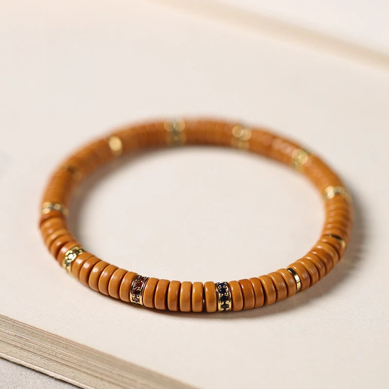 Natural Olive Pit Tablet-Shape Bracelet