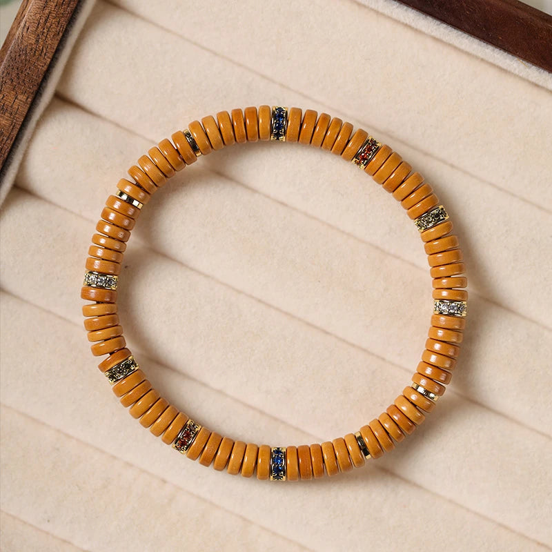 Natural Olive Pit Tablet-Shape Bracelet