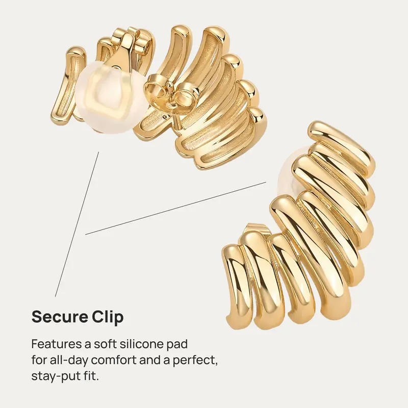 14K Gold Plated Statement Climber Stud Earrings for Women