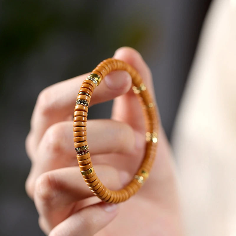 Natural Olive Pit Tablet-Shape Bracelet