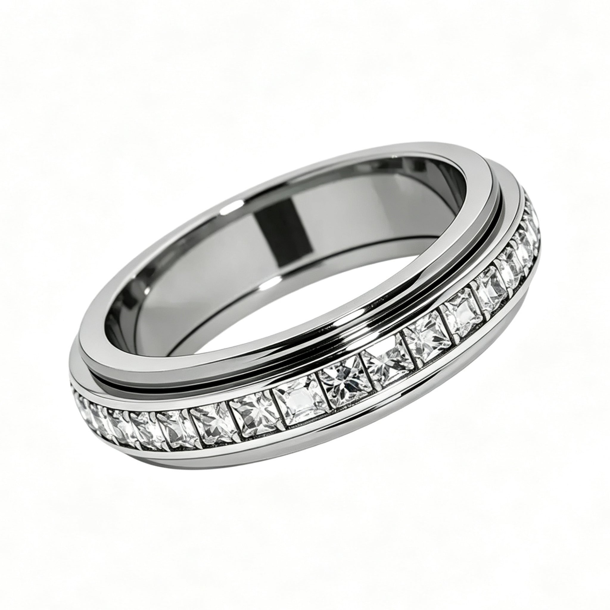 Titanium Steel Spinner Fidget Ring for Men Women, 5.5mm Band Width