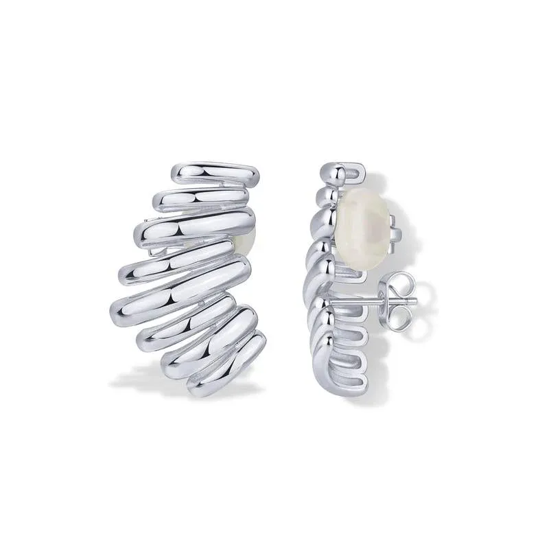 14K Gold Plated Statement Climber Stud Earrings for Women