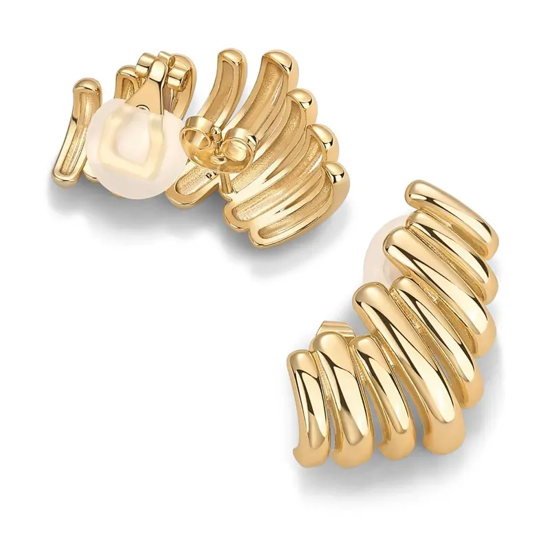 14K Gold Plated Statement Climber Stud Earrings for Women
