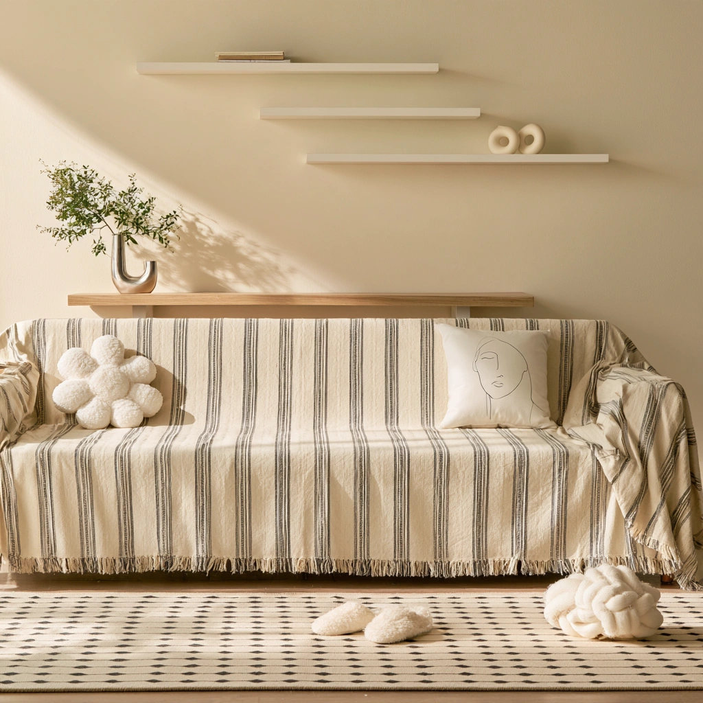 Modernes Polstersofa, Farbe: creme und beige-teakforgeco