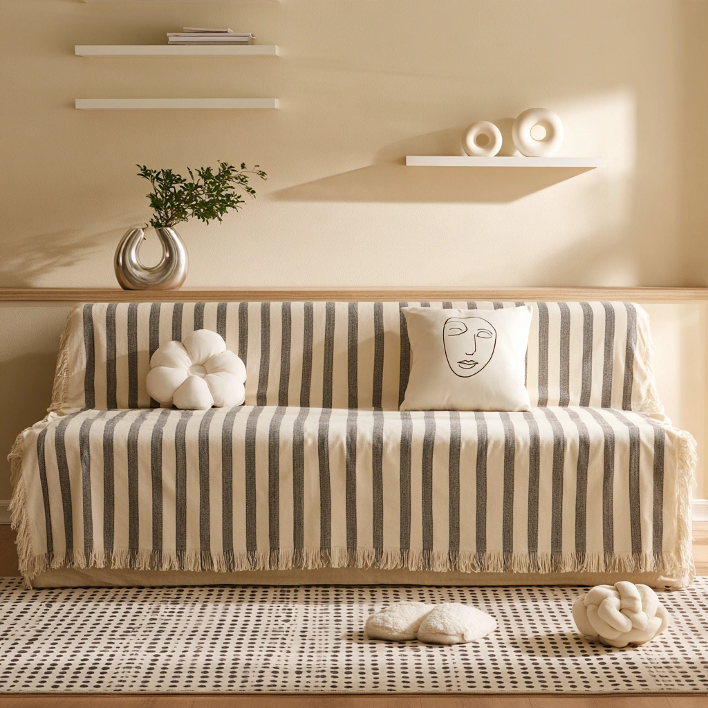 Modernes Polstersofa, Farbe: creme und beige-teakforgeco