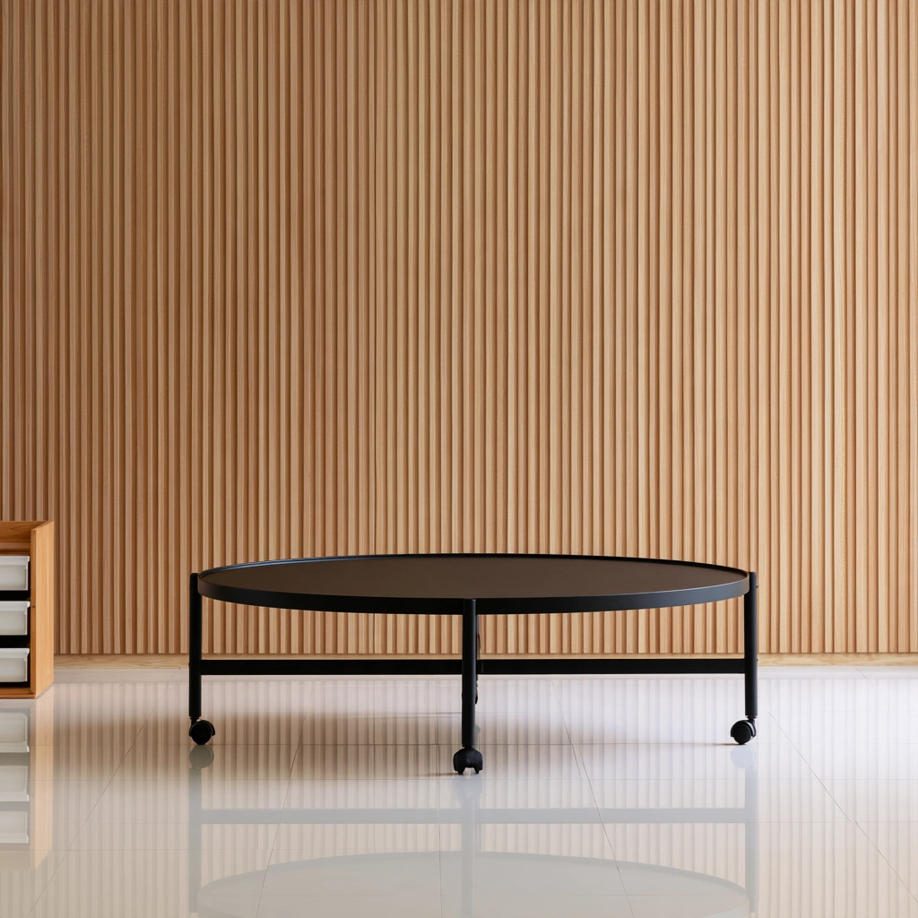 Moderner Mehrzwecktisch, aus Metall, Farbe: schwarz-teakforgeco