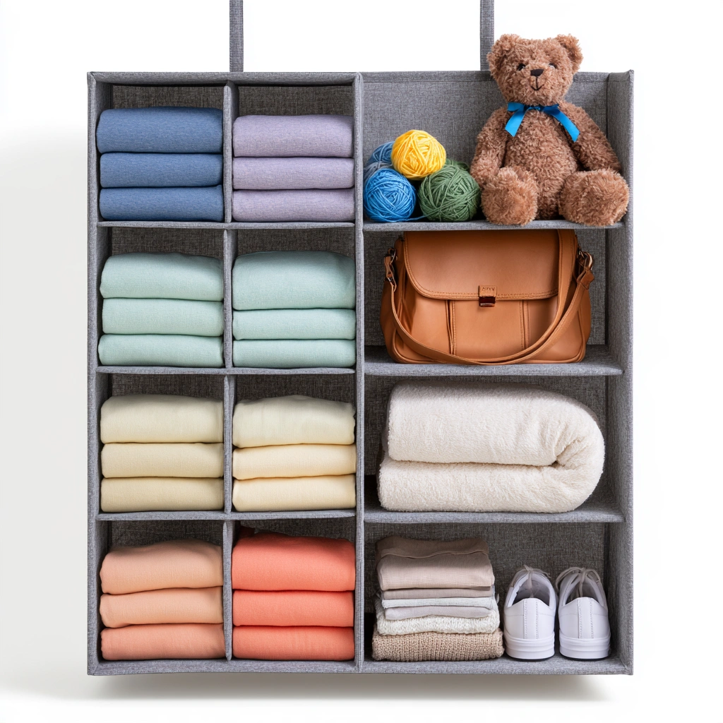 Modularer Aufbewahrungsorganizer, mit Stoffbezug, Farbe: grau-teakcraftco