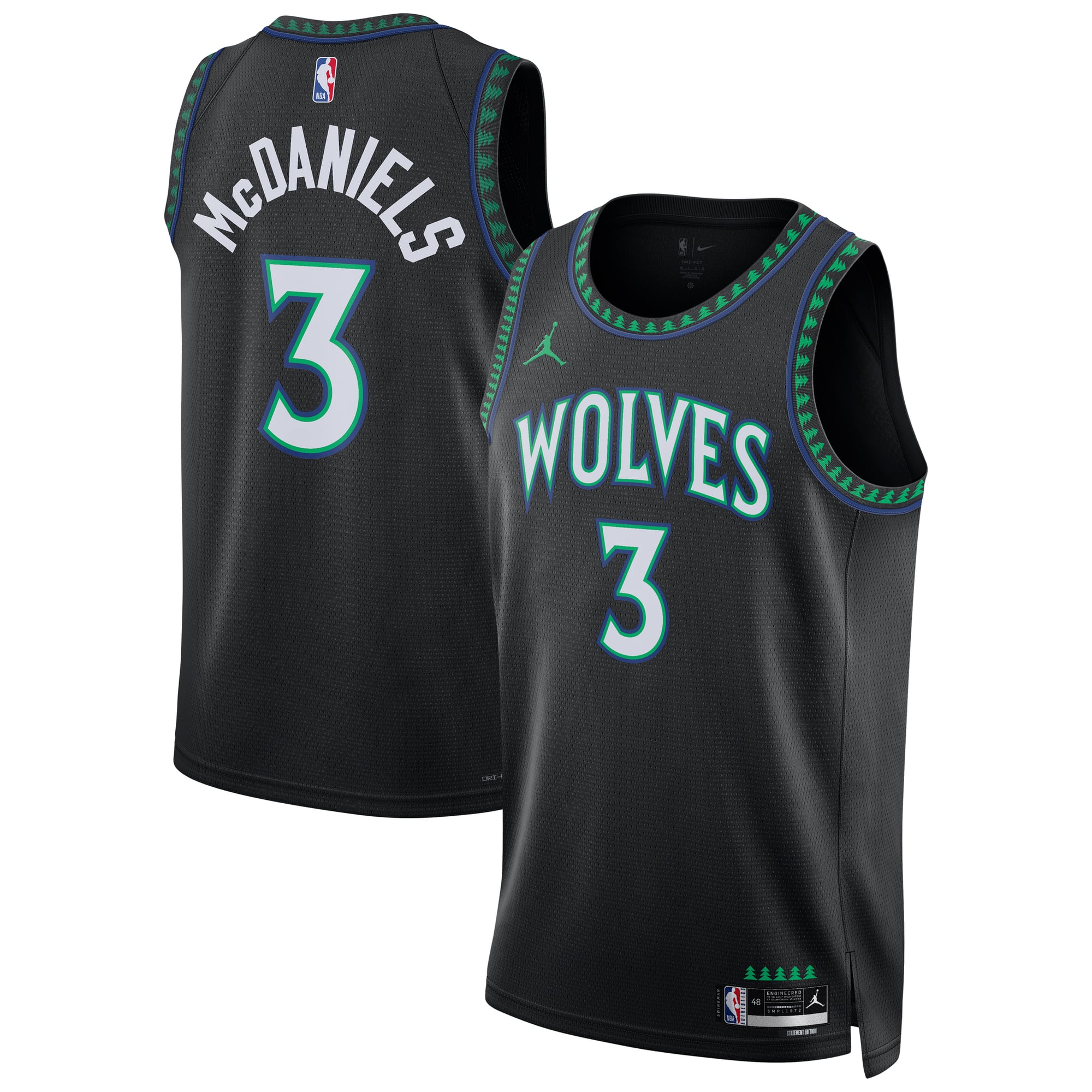 Jaden McDaniels Minnesota Timberwolves Jersey Black NBA Youth Fan Wear