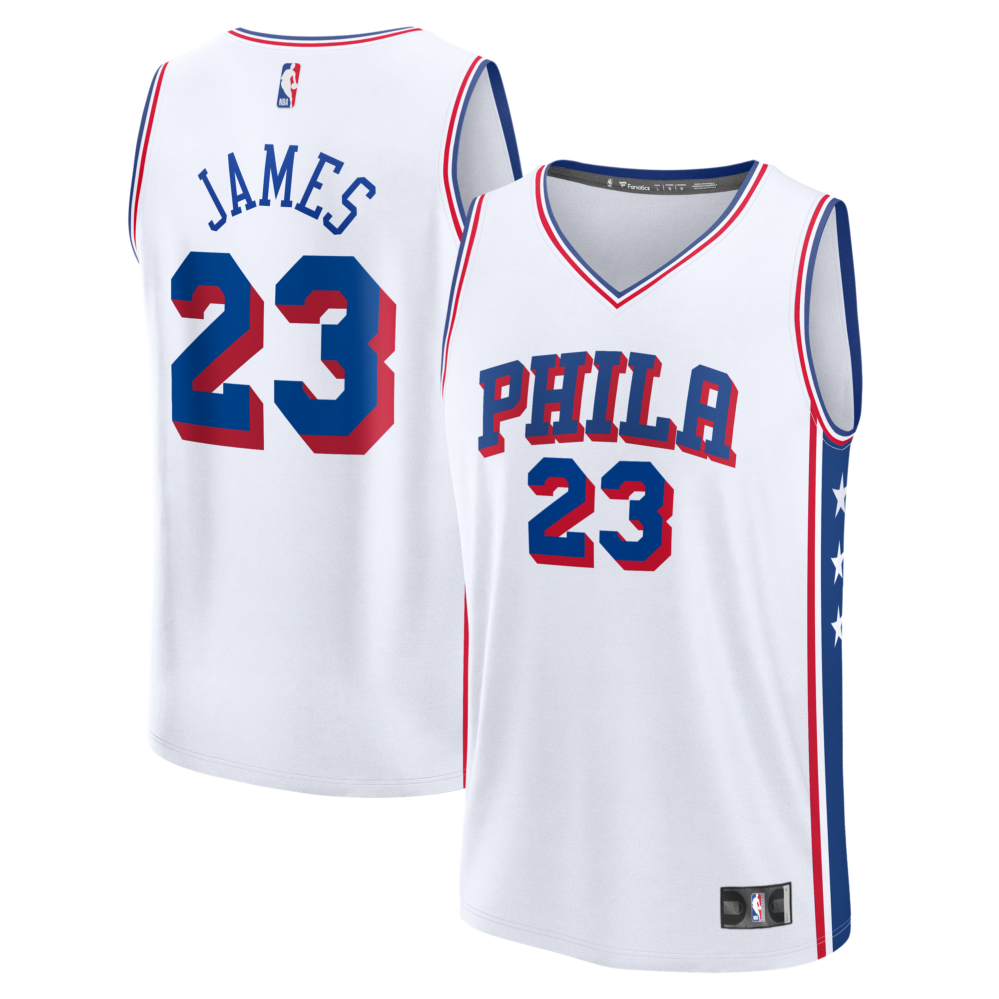 LeBron James Philadelphia 76ers Association Edition Jersey No.23 White NBA Youth Fan Wear LeBron James