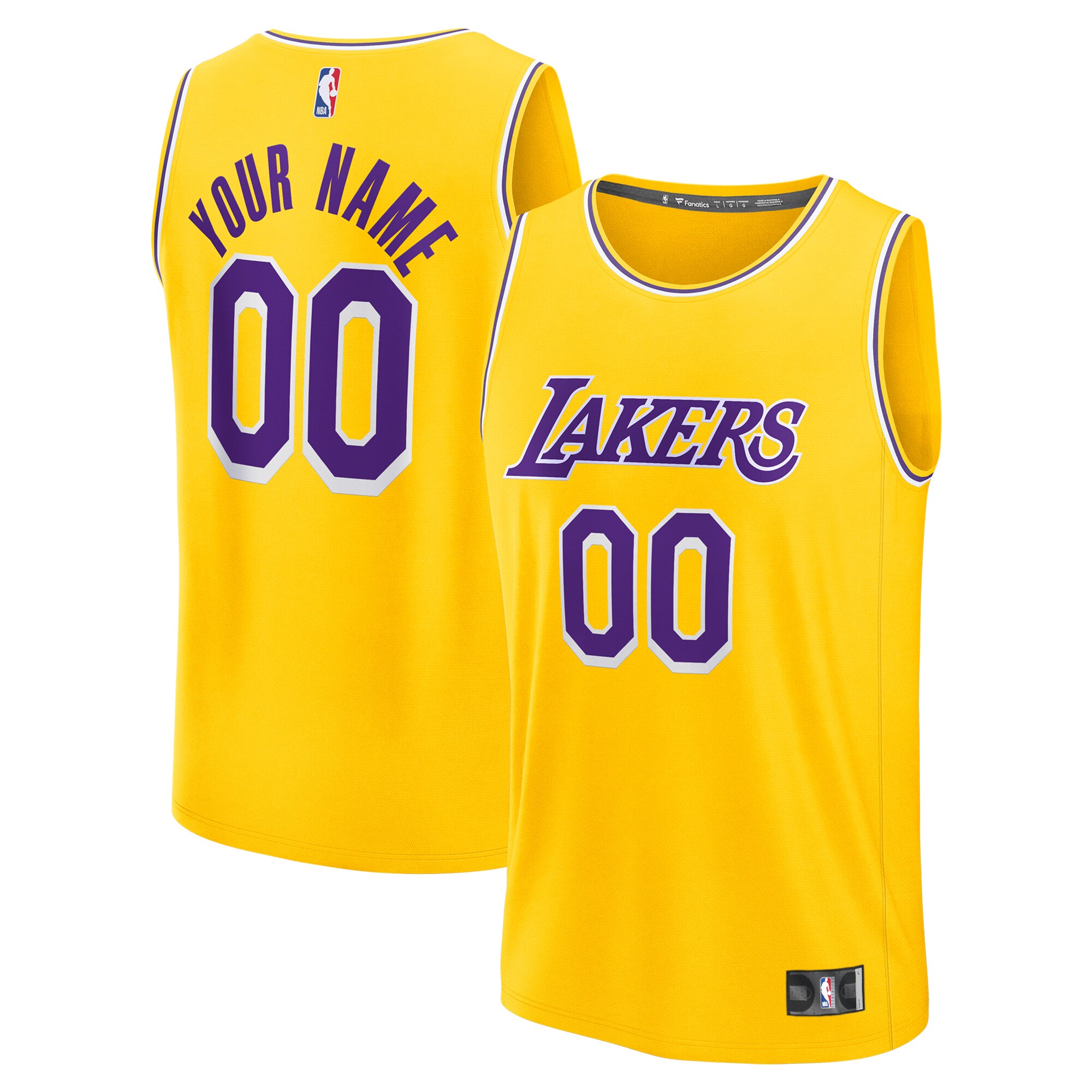 Los Angeles Lakers Icon Edition Jersey Gold NBA Men Fan Wear Custom Number