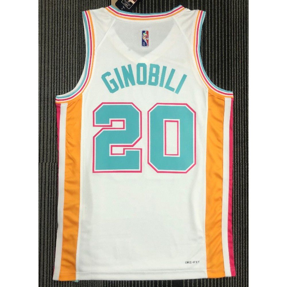 Manu Ginobili San Antonio Spurs Swingman Jersey White NBA Women Fan Wear Manu Ginobili