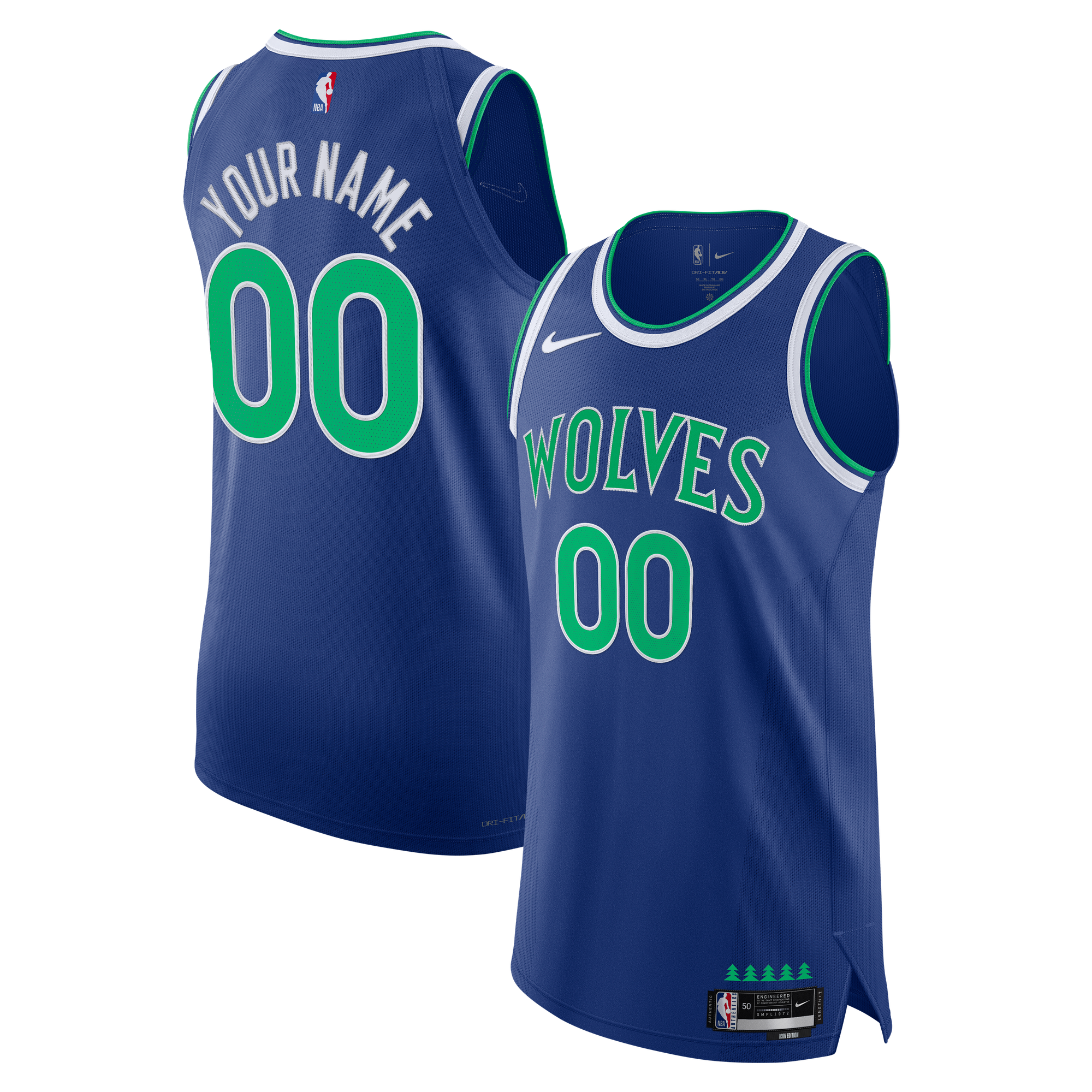 Minnesota Timberwolves Icon Edition Jersey Blue NBA Youth Fan Wear Custom Number