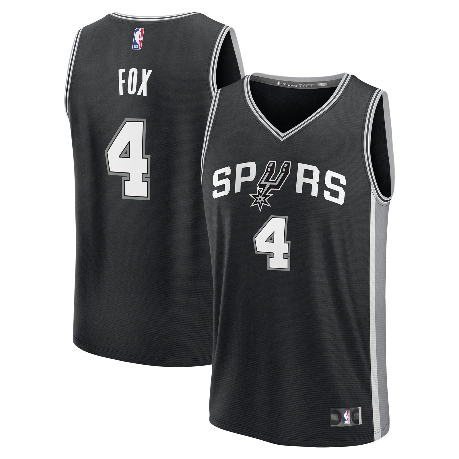 De'Aaron Fox San Antonio Spurs Fast Break Jersey Black NBA Youth Fan Wear