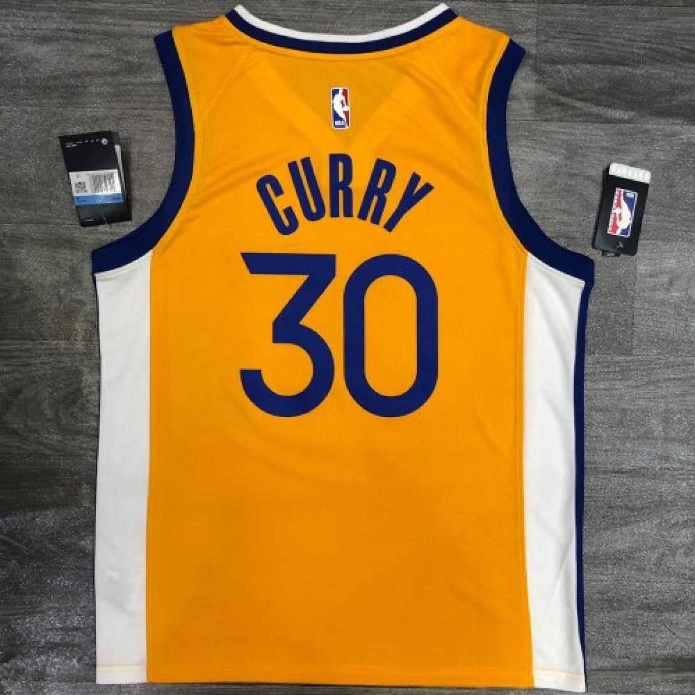 Stephen Curry Golden State Warriors Swingman Jersey Gold NBA Men Fan Wear