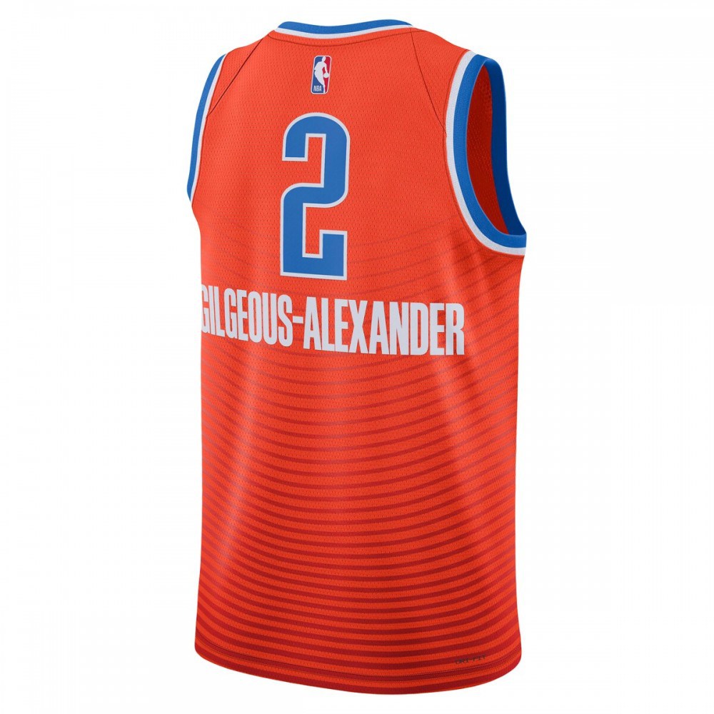 Shai Gilgeous Alexander Oklahoma City Thunder Swingman Jersey Orange NBA Men Fan Wear Shai Gilgeous Alexander