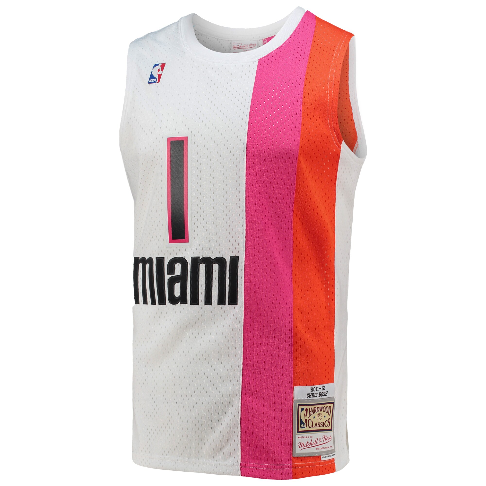 Chris Bosh Miami Heat Hardwood Classics Jersey White NBA Women Fan Wear