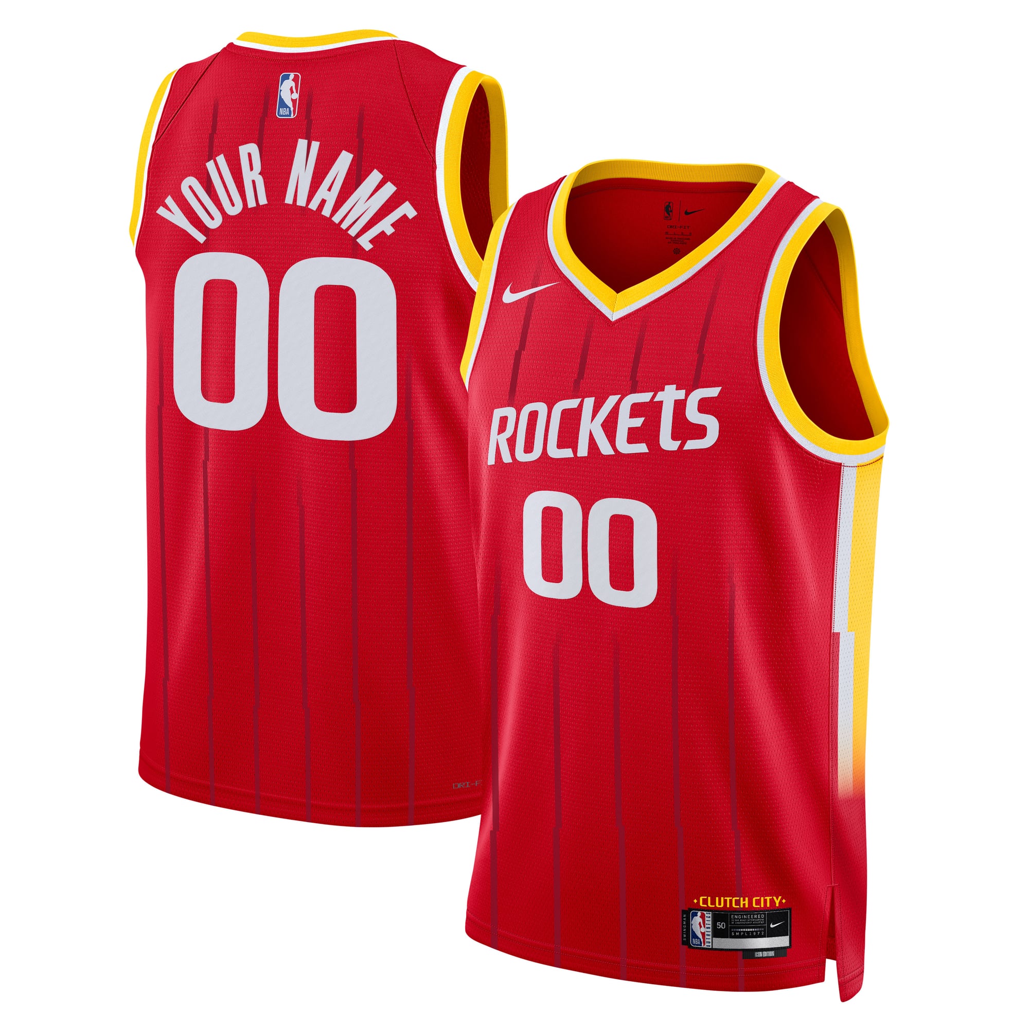 Houston Rockets Swingman Jersey Red NBA Men Fan Wear Custom Number