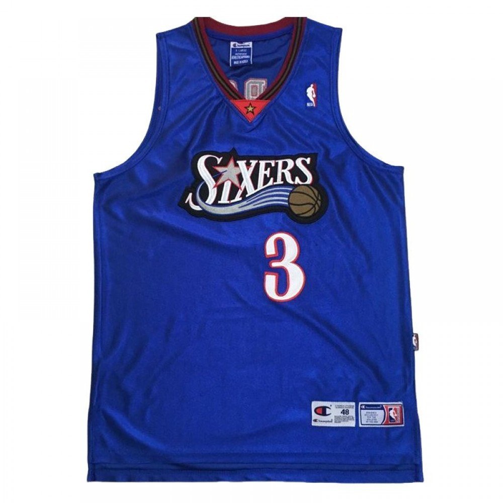 Allen Iverson Philadelphia 76ers Throwback Jersey Blue NBA Men Fan Wear