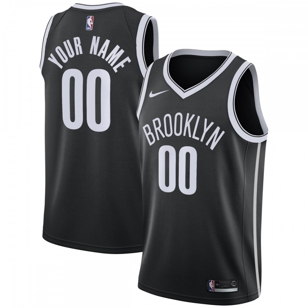Brooklyn Nets Swingman Jersey Black NBA Men Fan Wear Custom Number