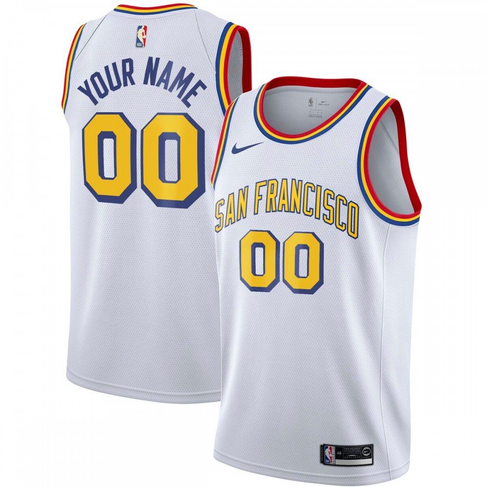Golden State Warriors Swingman Jersey White NBA Men Fan Wear Custom Number