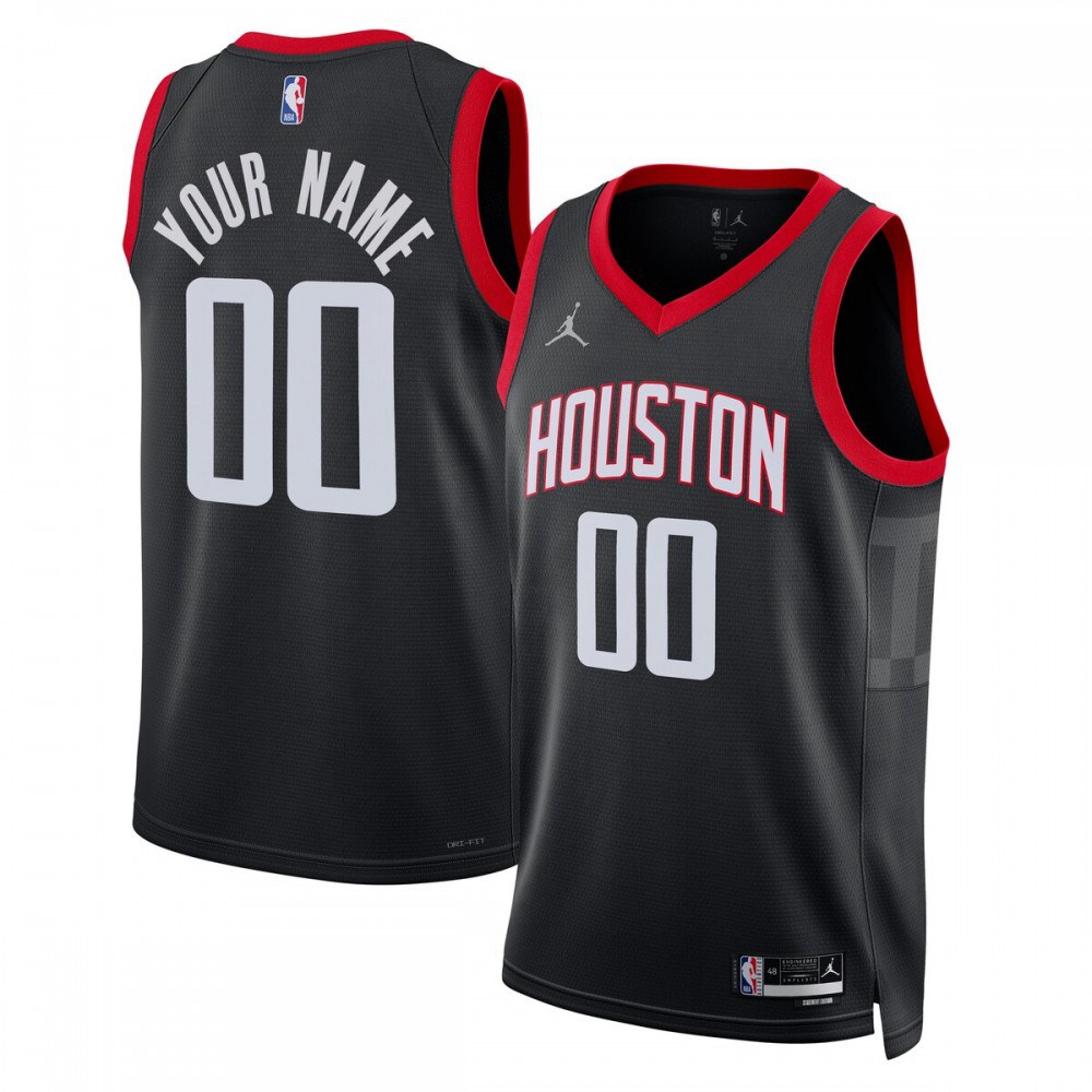 Houston Rockets Statement Edition Jersey Black NBA Men Fan Wear Custom Number