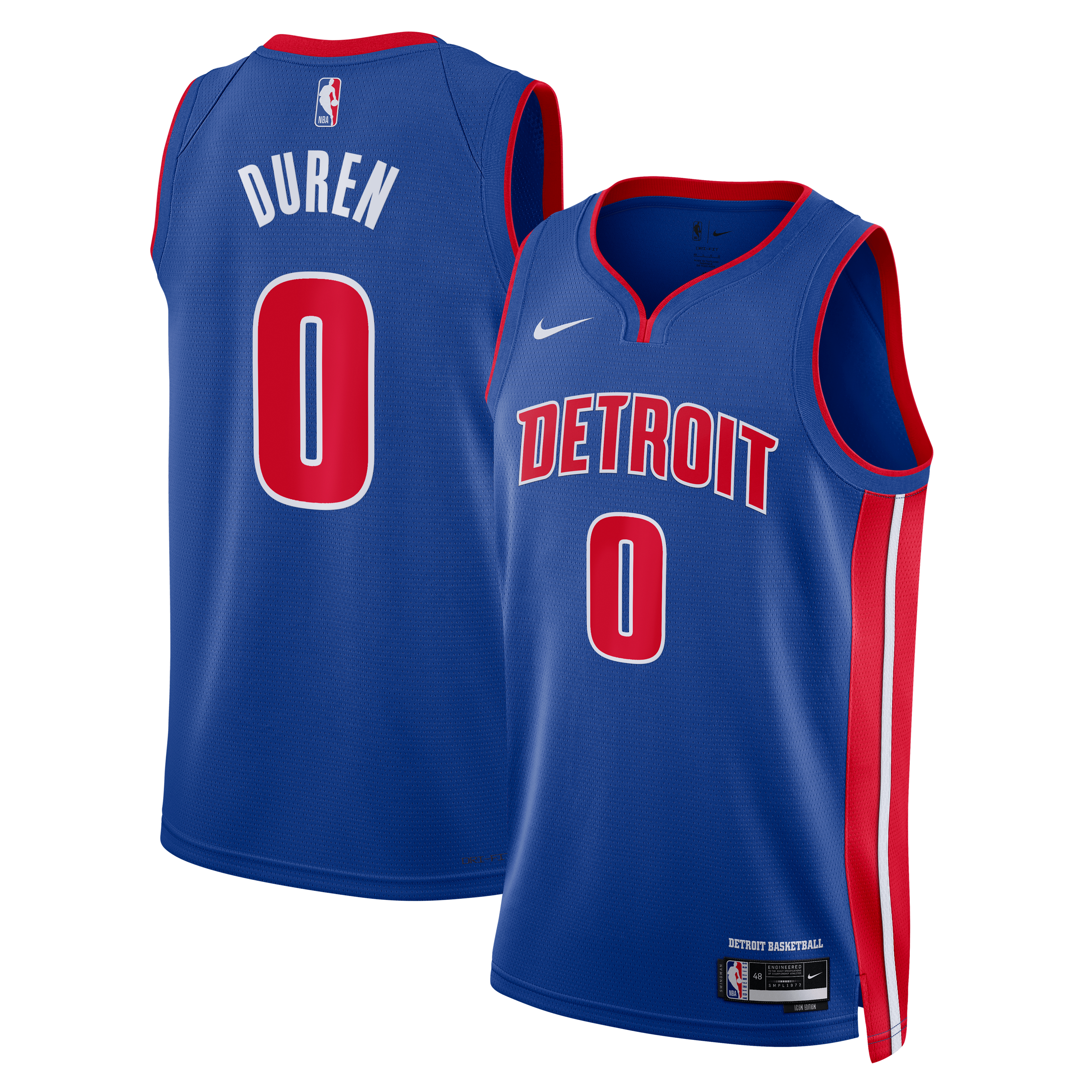 Jalen Duren Detroit Pistons Jersey Blue NBA Women Fan Wear Jalen Duren