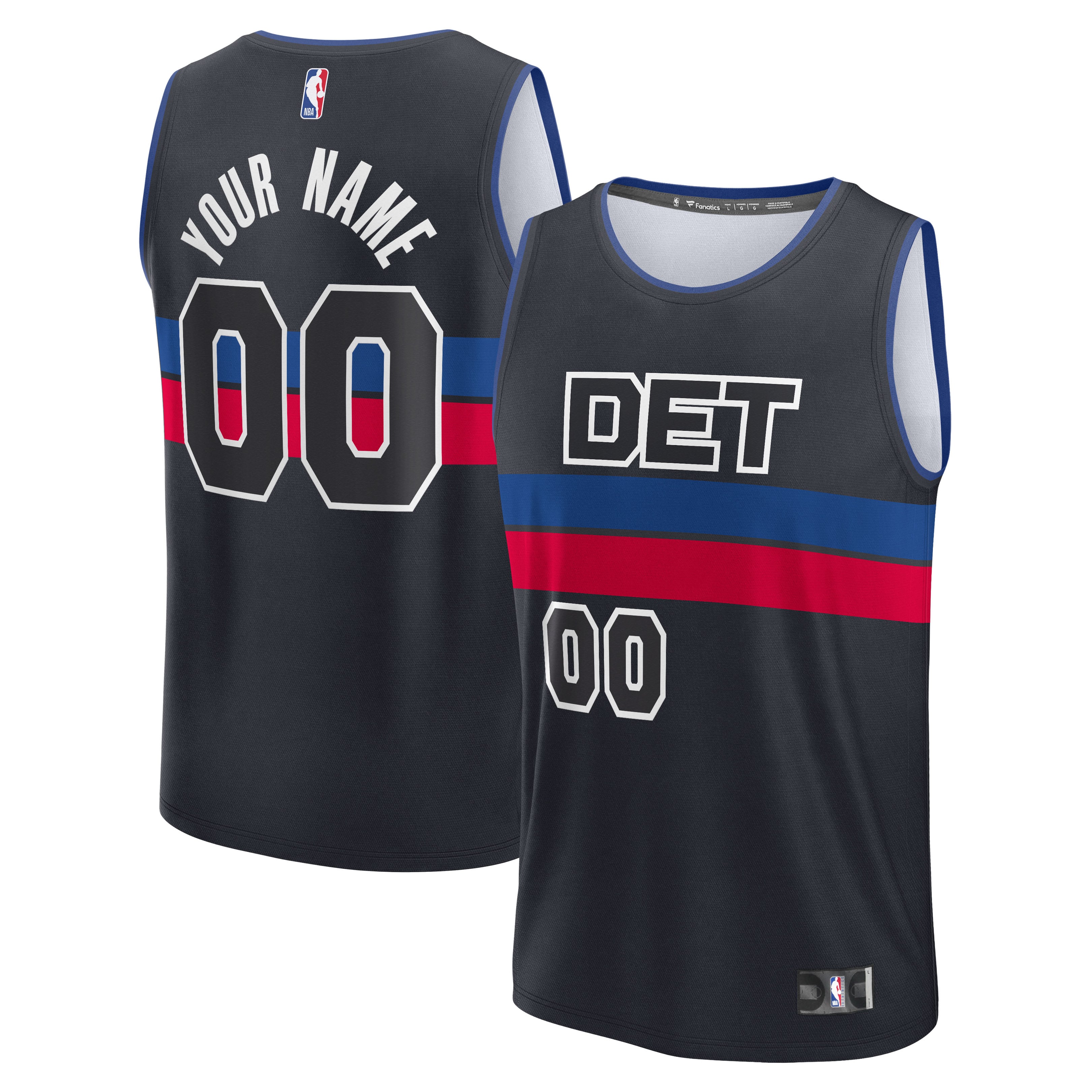 Detroit Pistons Custom Jersey Black NBA Youth Fan Wear