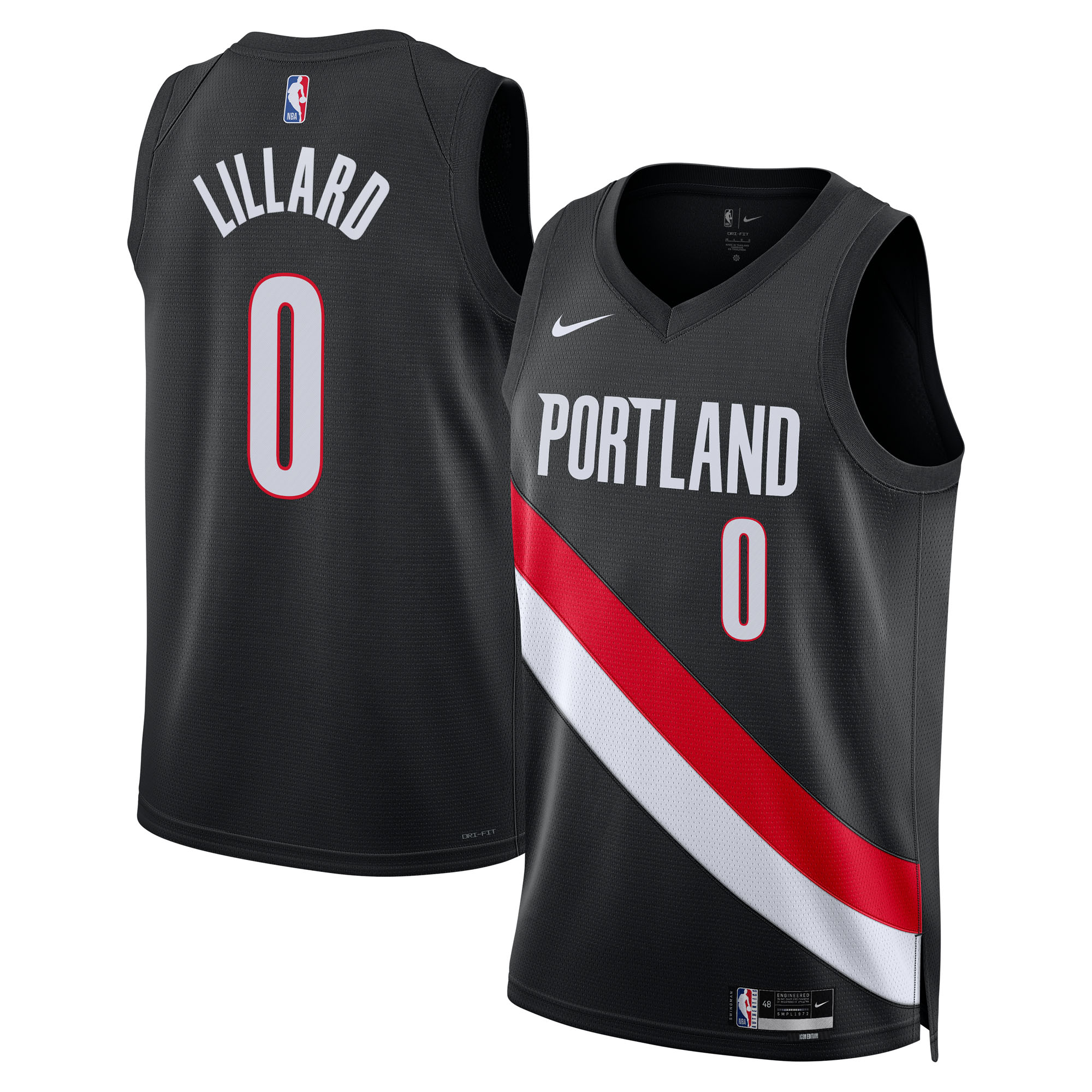 Damian Lillard Portland Trail Blazers Player Jersey Black NBA Youth Fan Wear