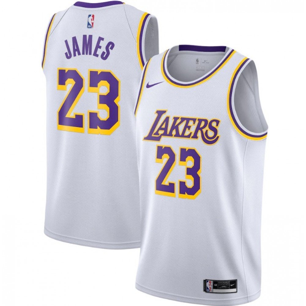 LeBron James Los Angeles Lakers Swingman Jersey White NBA Women Fan Wear LeBron James