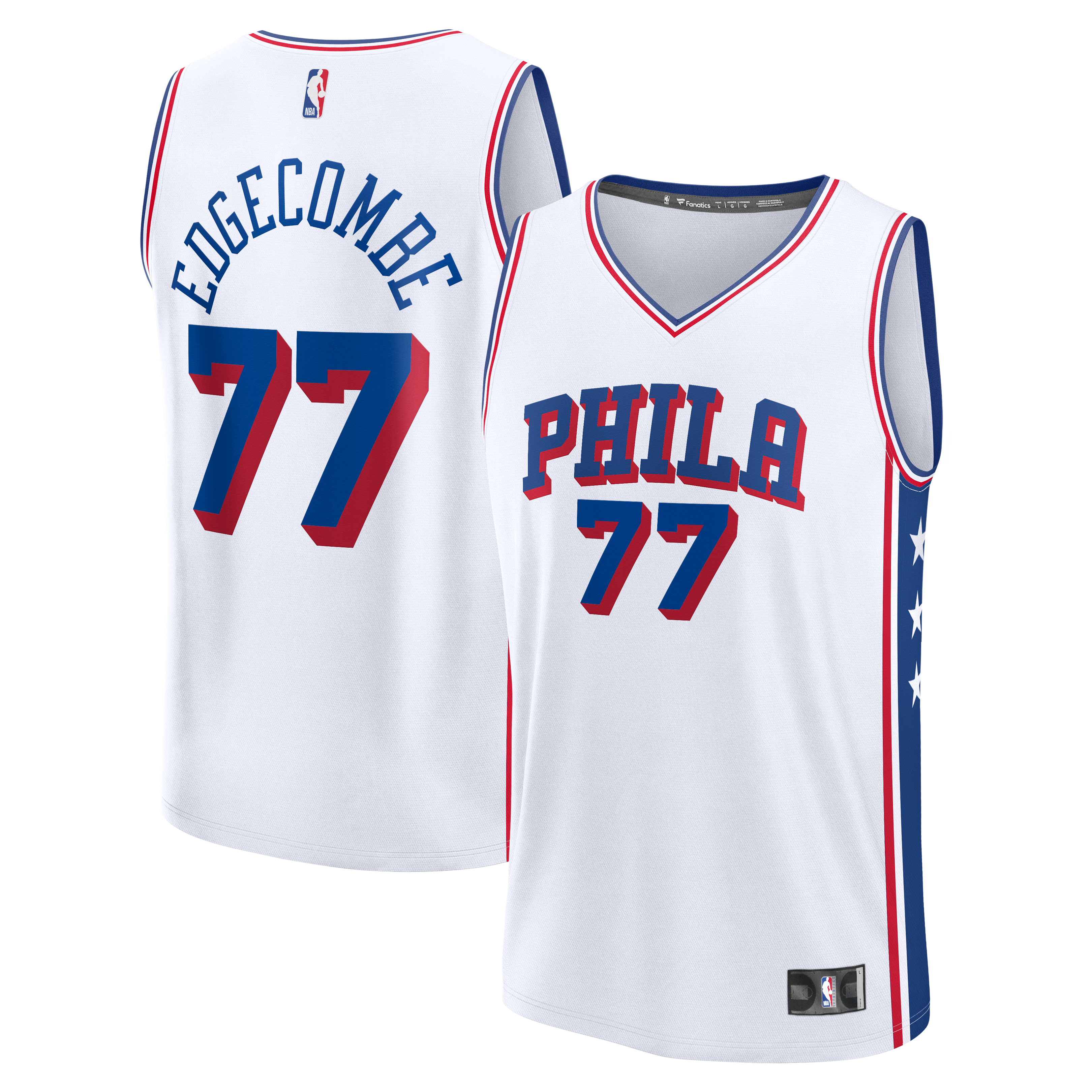 VJ Edgecombe Philadelphia 76ers Player Jersey White NBA Youth Fan Wear