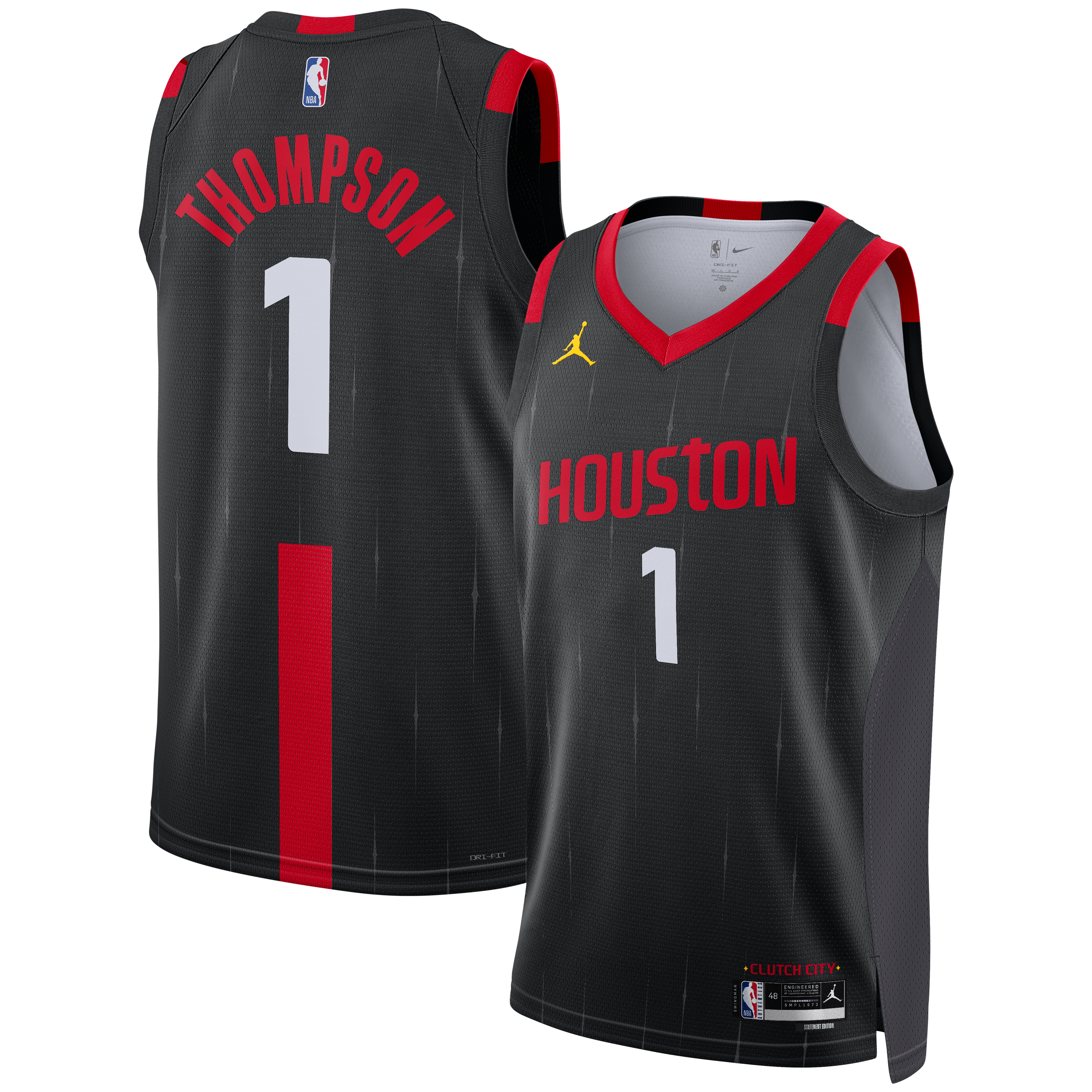 Amen Thompson Houston Rockets Statement Edition Jersey Black NBA Women Fan Wear