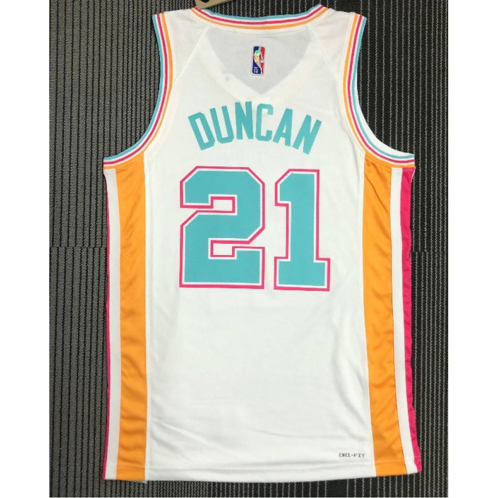 Tim Duncan San Antonio Spurs Swingman Jersey White NBA Women Fan Wear Tim Duncan