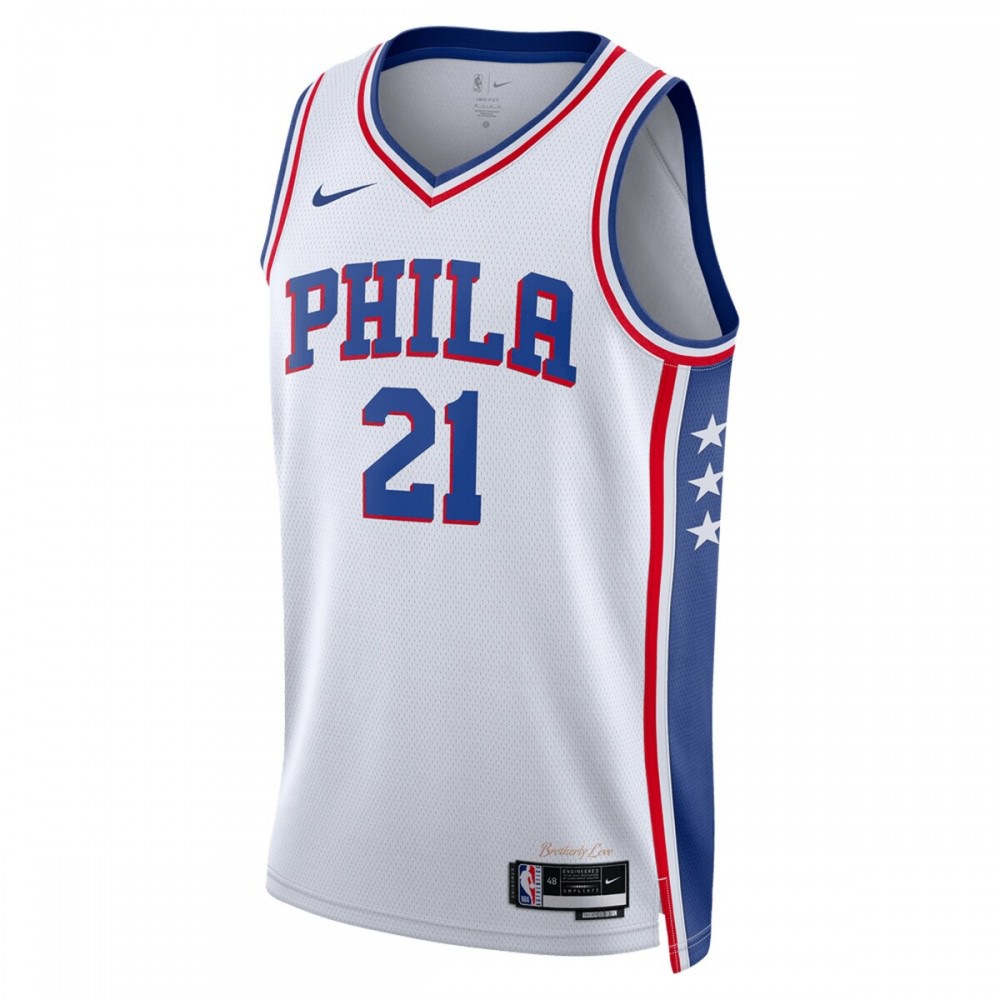 Joel Embiid Philadelphia 76ers Association Edition Jersey White NBA Women Fan Wear Joel Embiid
