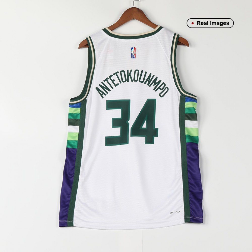 Giannis Antetokounmpo Milwaukee Bucks Swingman Jersey White NBA Women Fan Wear Giannis Antetokounmpo