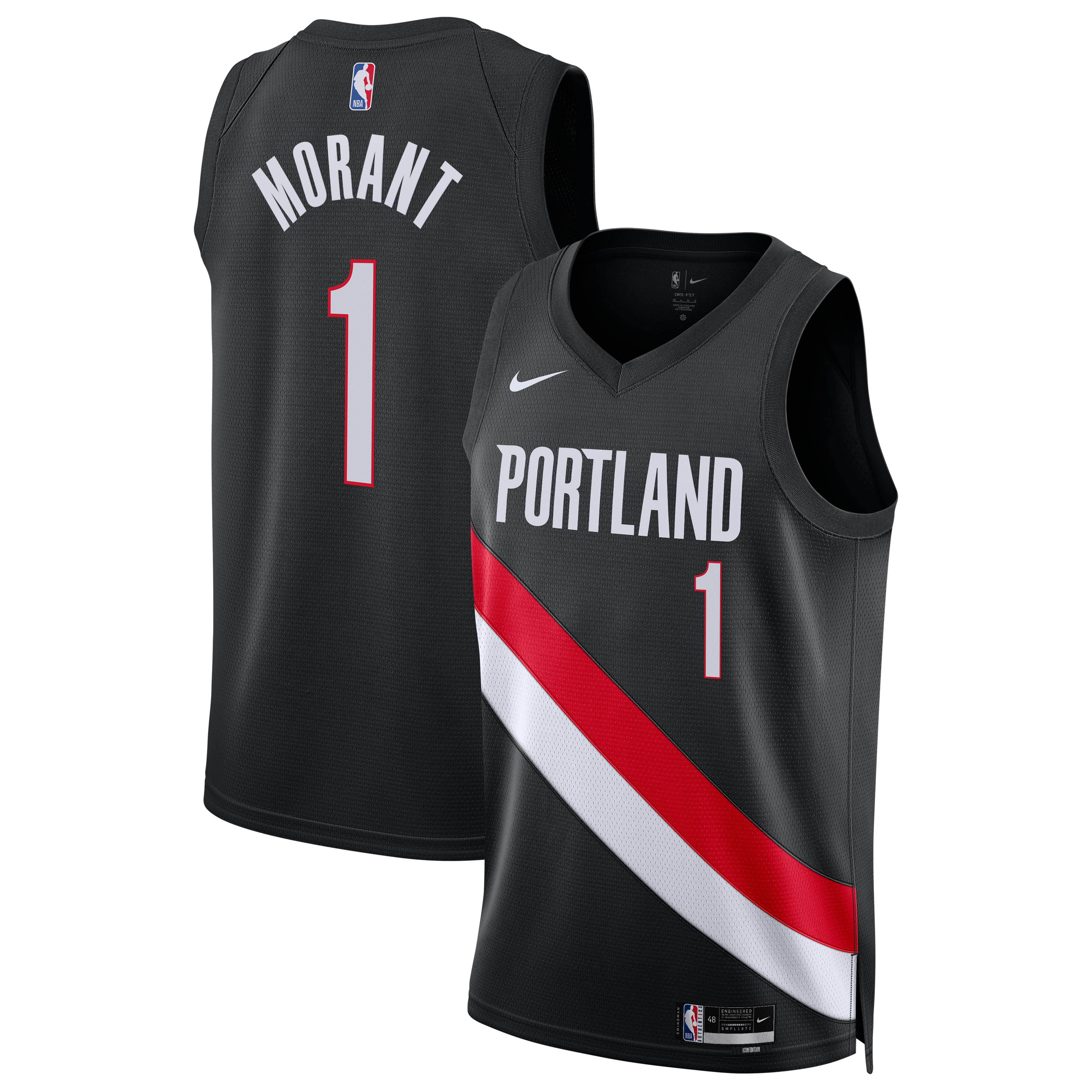 Ja Morant Portland Trail Blazers Jersey Black NBA Women Fan Wear