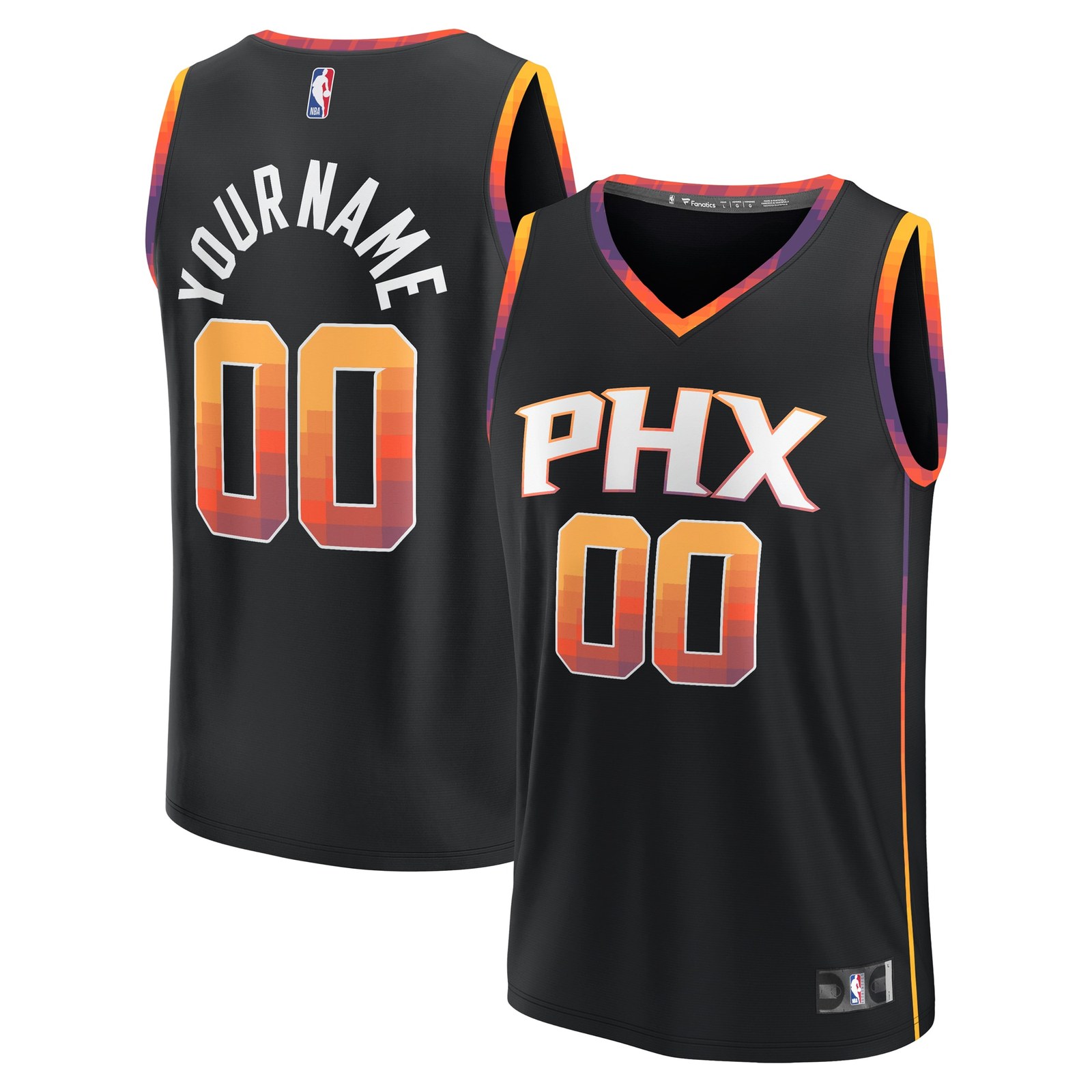 Phoenix Suns Fast Break Jersey Black NBA Men Fan Wear Custom Number