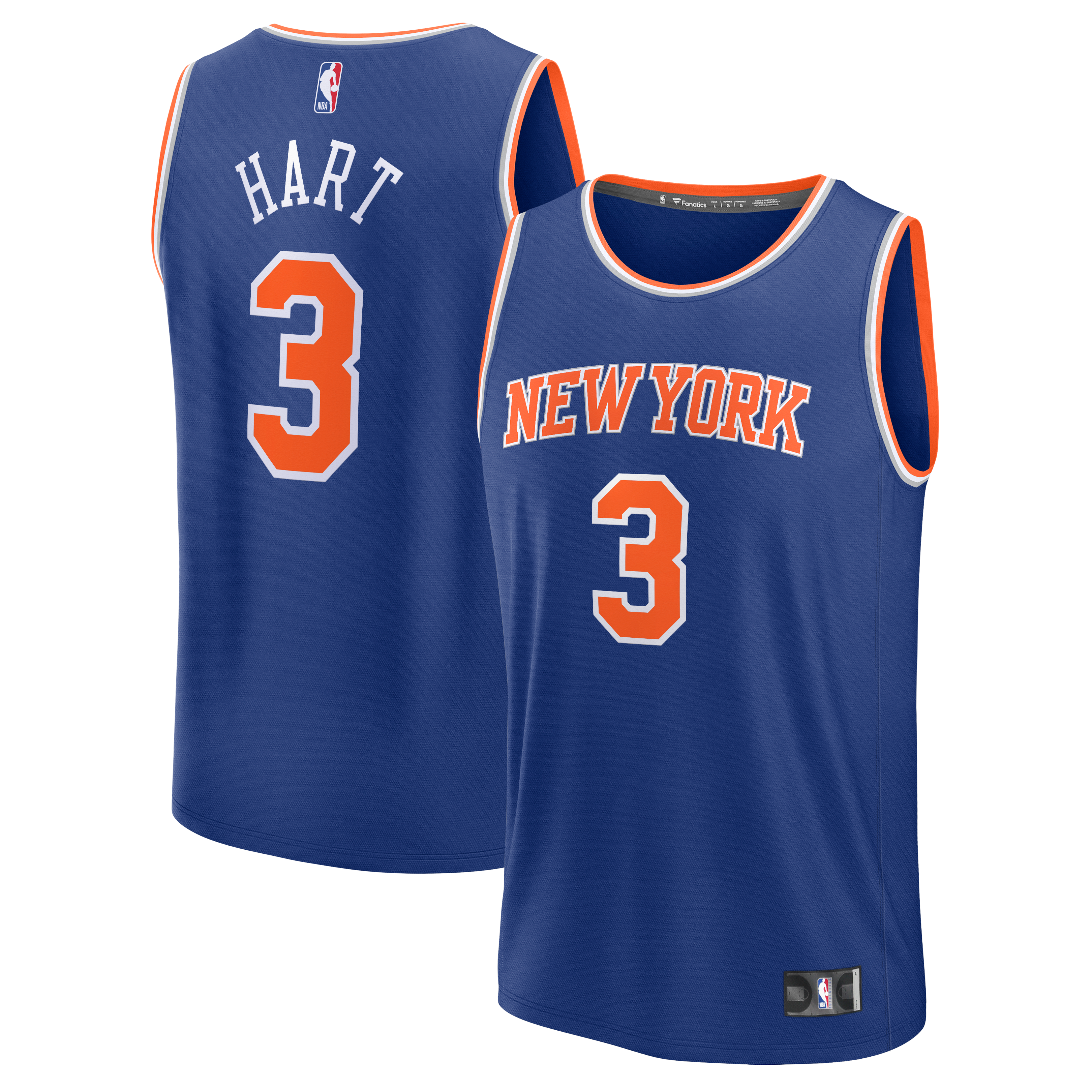 Josh Hart New York Knicks Icon Edition Jersey Blue NBA Men Fan Wear