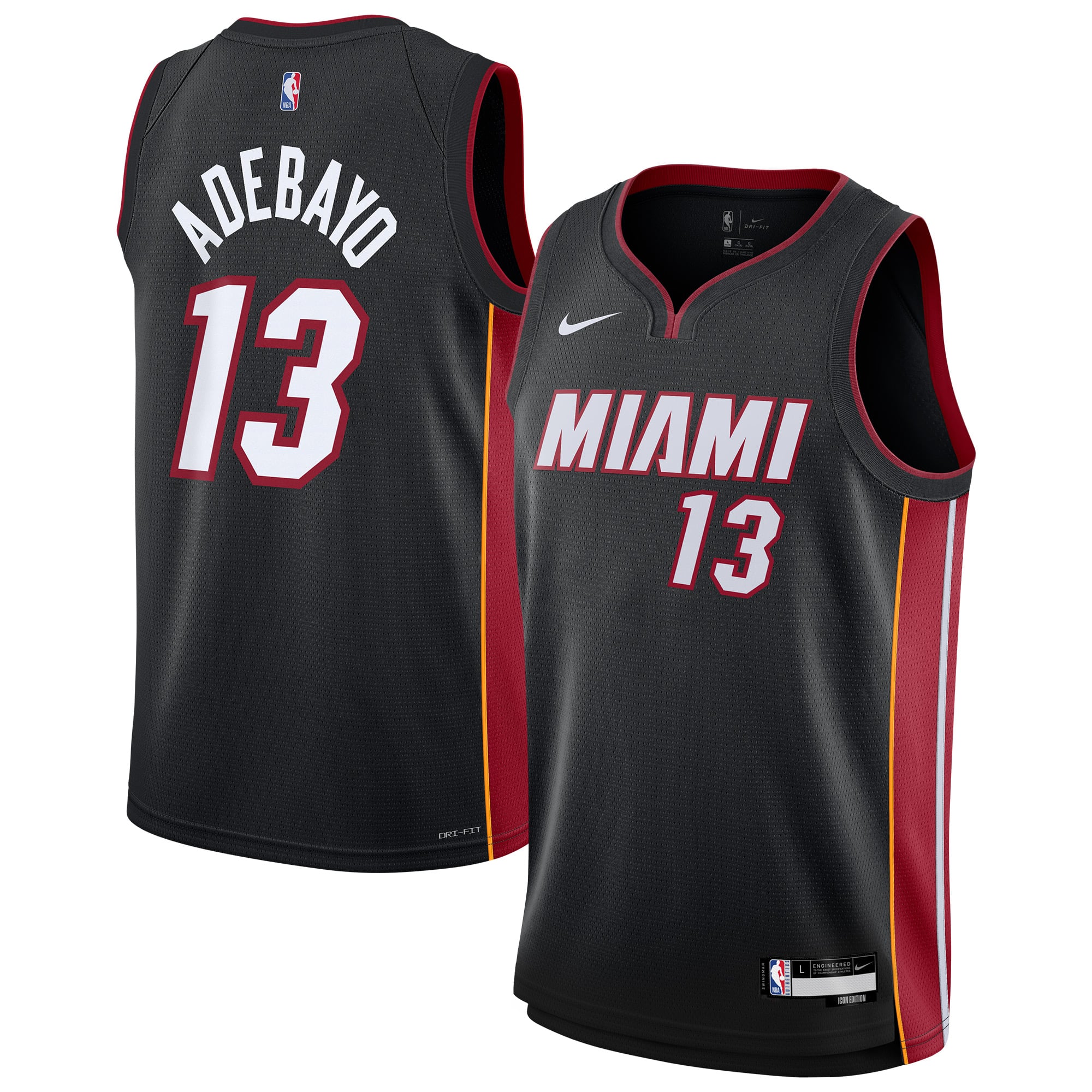 Bam Adebayo Miami Heat Icon Edition Jersey Black NBA Youth Fan Wear