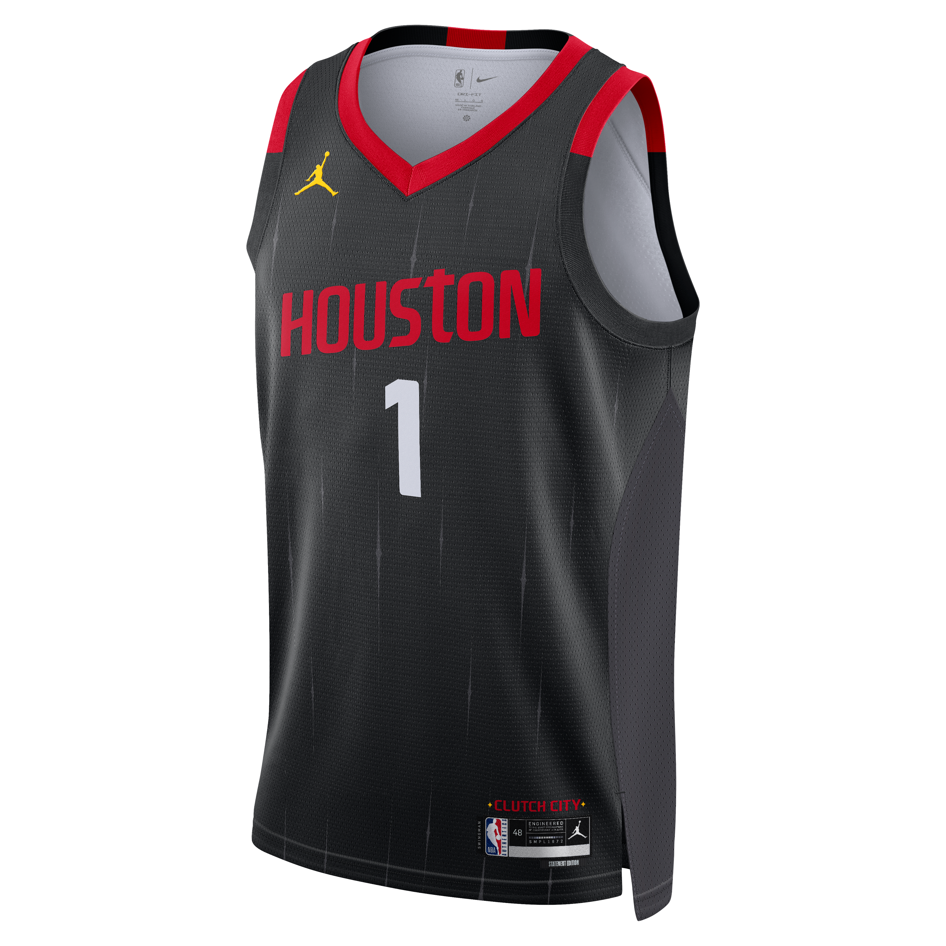 Amen Thompson Houston Rockets Statement Edition Jersey Black NBA Women Fan Wear