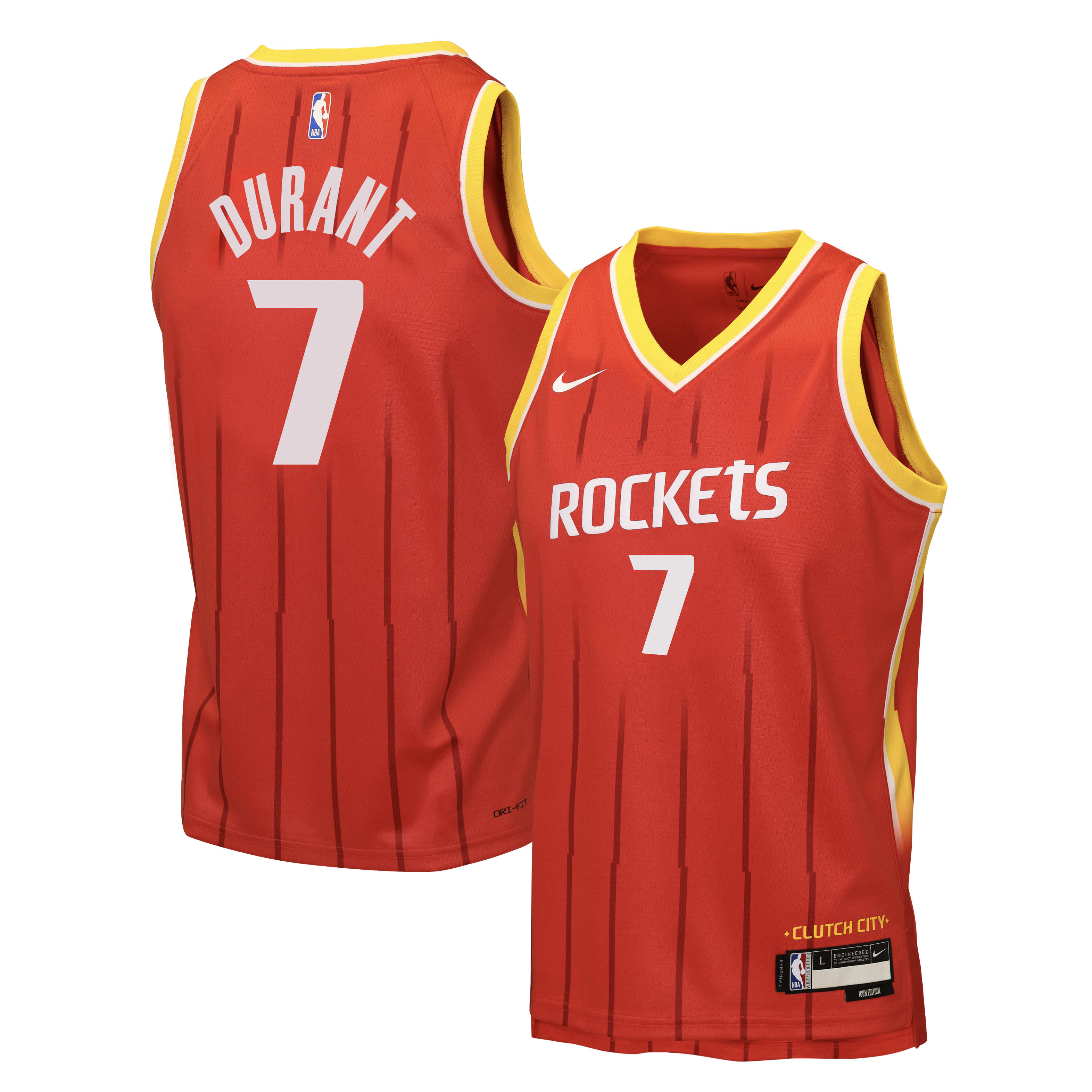 Kevin Durant Houston Rockets Icon Edition Jersey Red NBA Youth Fan Wear Kevin Durant