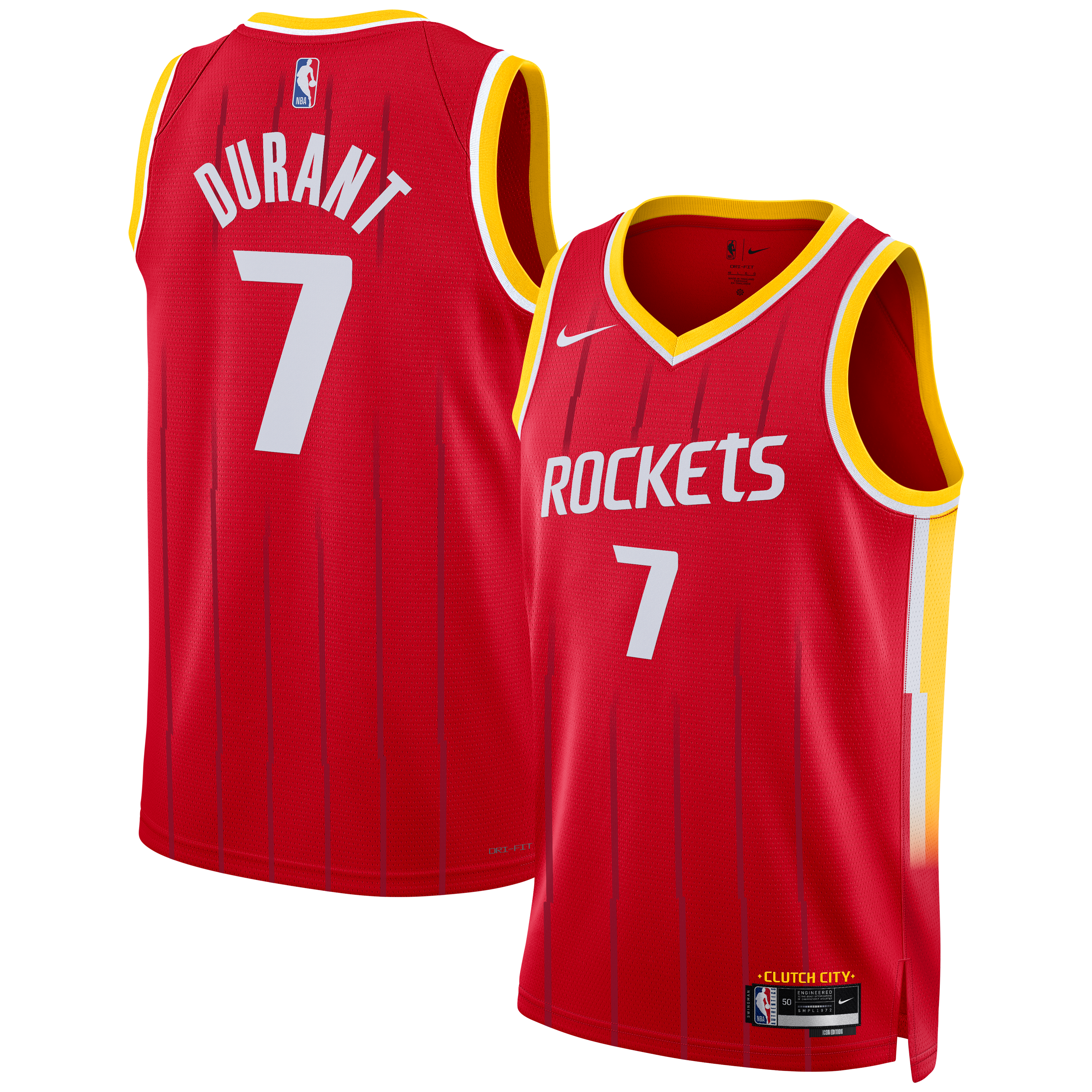 Kevin Durant Houston Rockets Icon Edition Jersey Red NBA Men Fan Wear