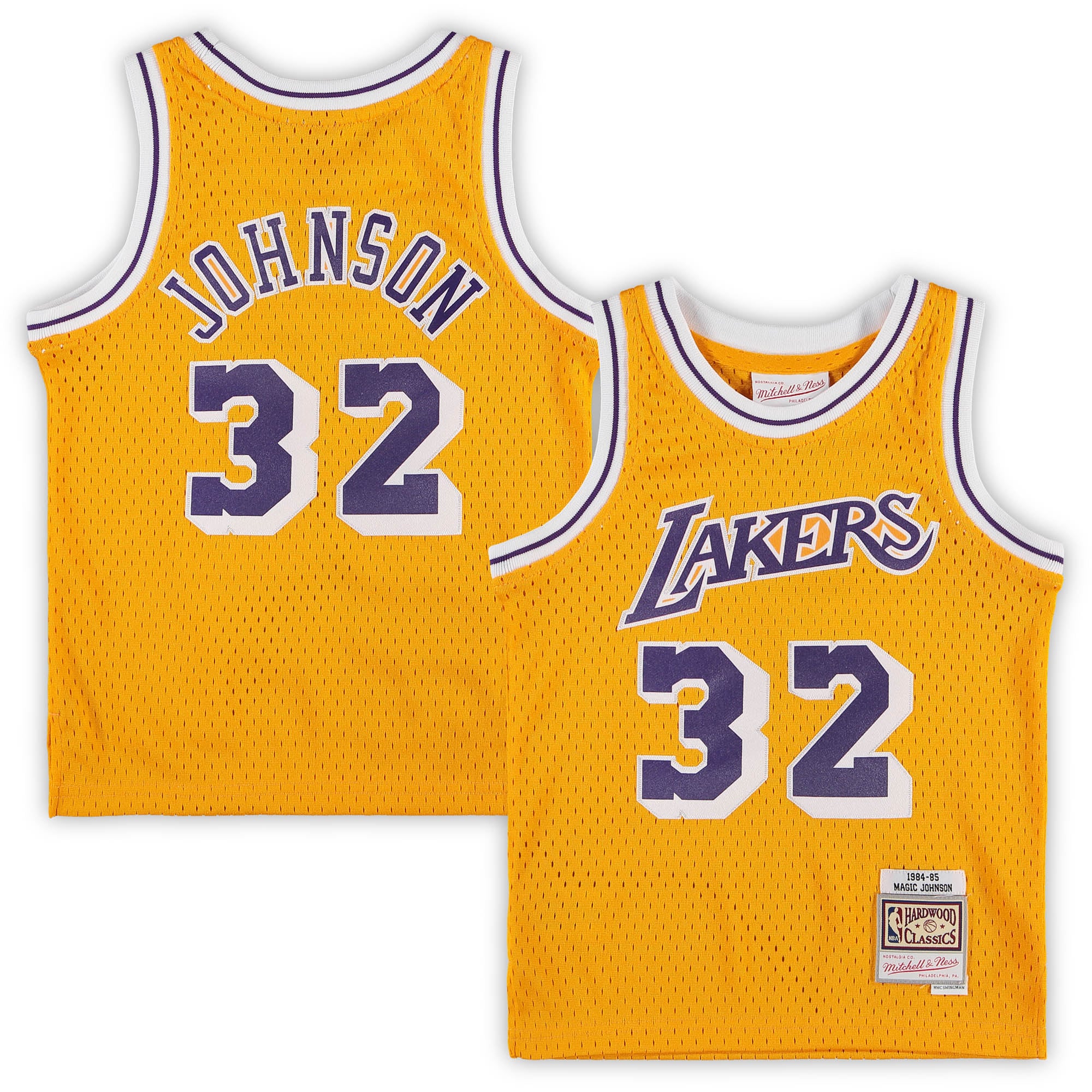 Magic Johnson Los Angeles Lakers Jersey Gold NBA Men Fan Wear