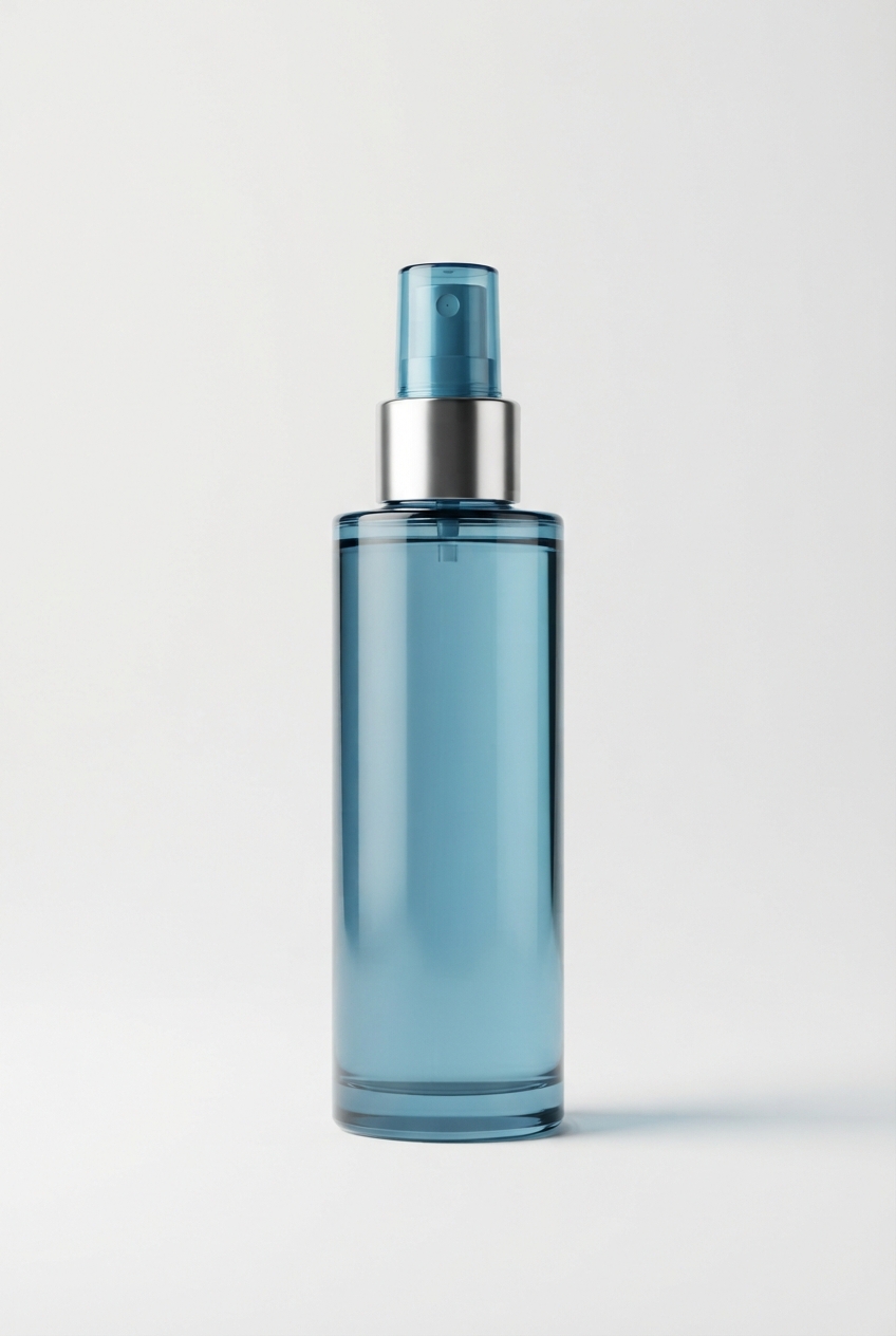 Azure refreshing toner mist bottle on matte off-white background