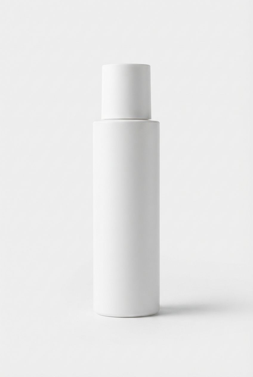 White lightweight hydrating face lotion bottle on matte off-white background