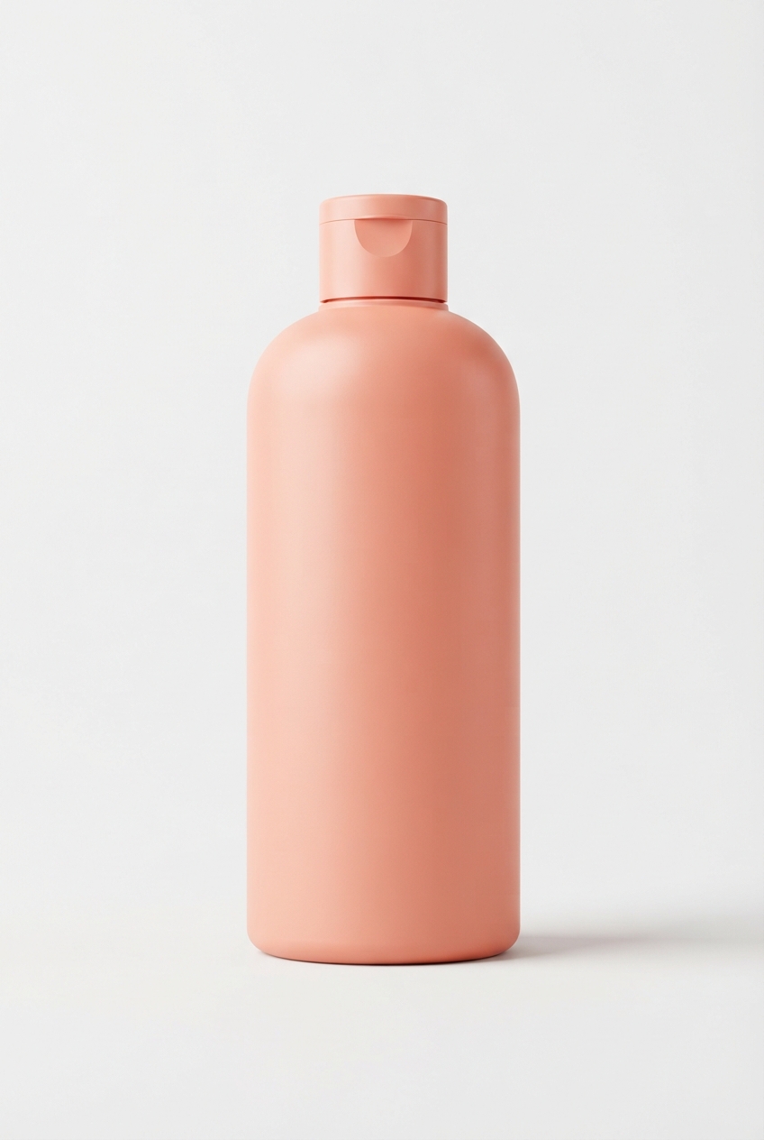 Lightcoral comfort foam body wash bottle on matte off-white background